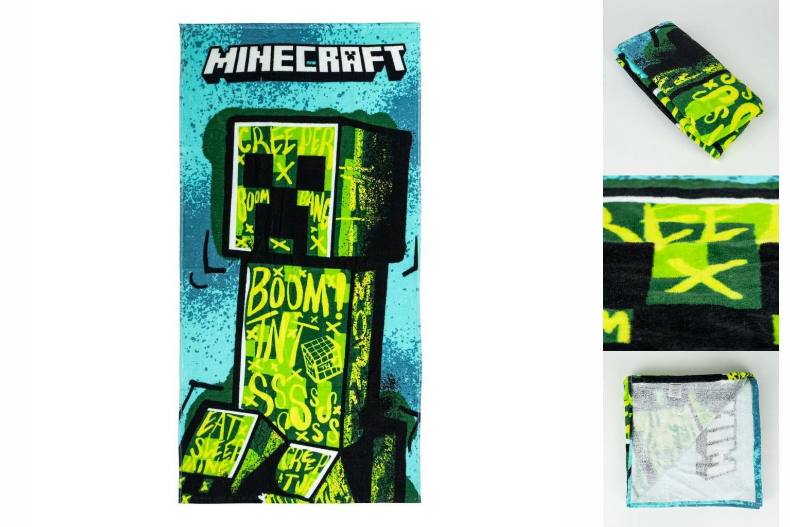 Handtuch Strandbadetuch Handtuch Duschtuch Minecraft grün 70 x 140 cm