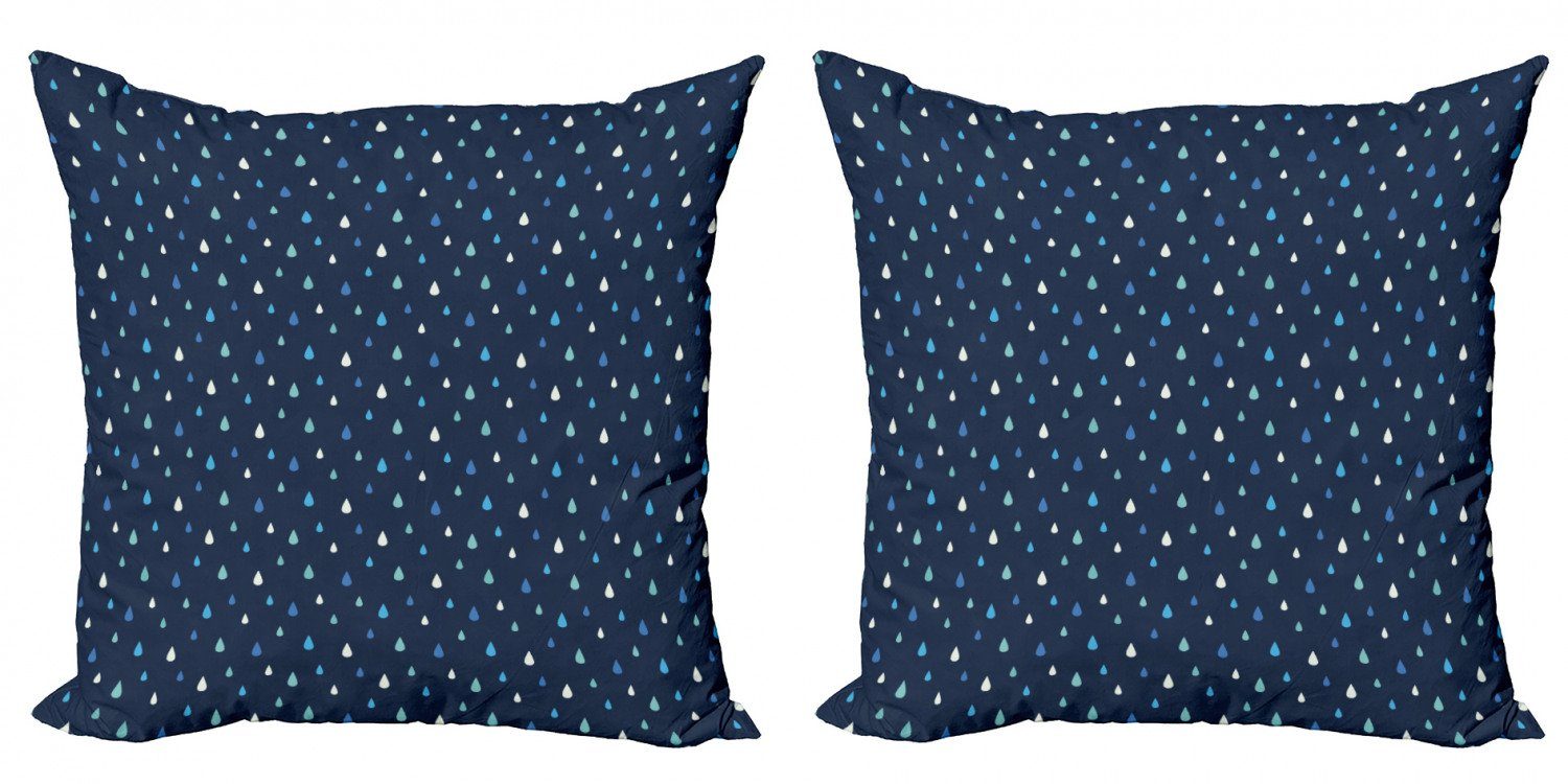 Kissenbezüge Modern Accent Doppelseitiger Digitaldruck, Abakuhaus (2 Stück), Navy blau Indigo Regen-Tropfen | Kissenbezüge