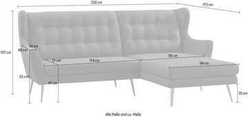 Leonique Ecksofa Henry Louanne, L-Form, wahlweise mit Messingfüßen