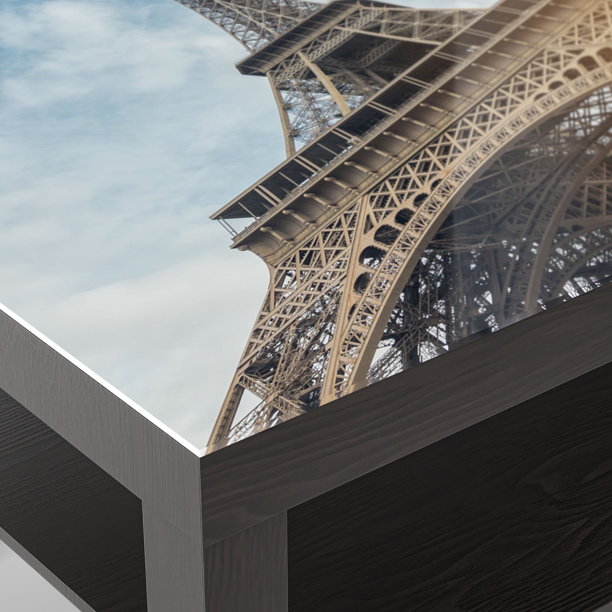 DEQORI Couchtisch Fuße Glastisch Schwarz 'Am des modern Beistelltisch Eiffelturms', Glas