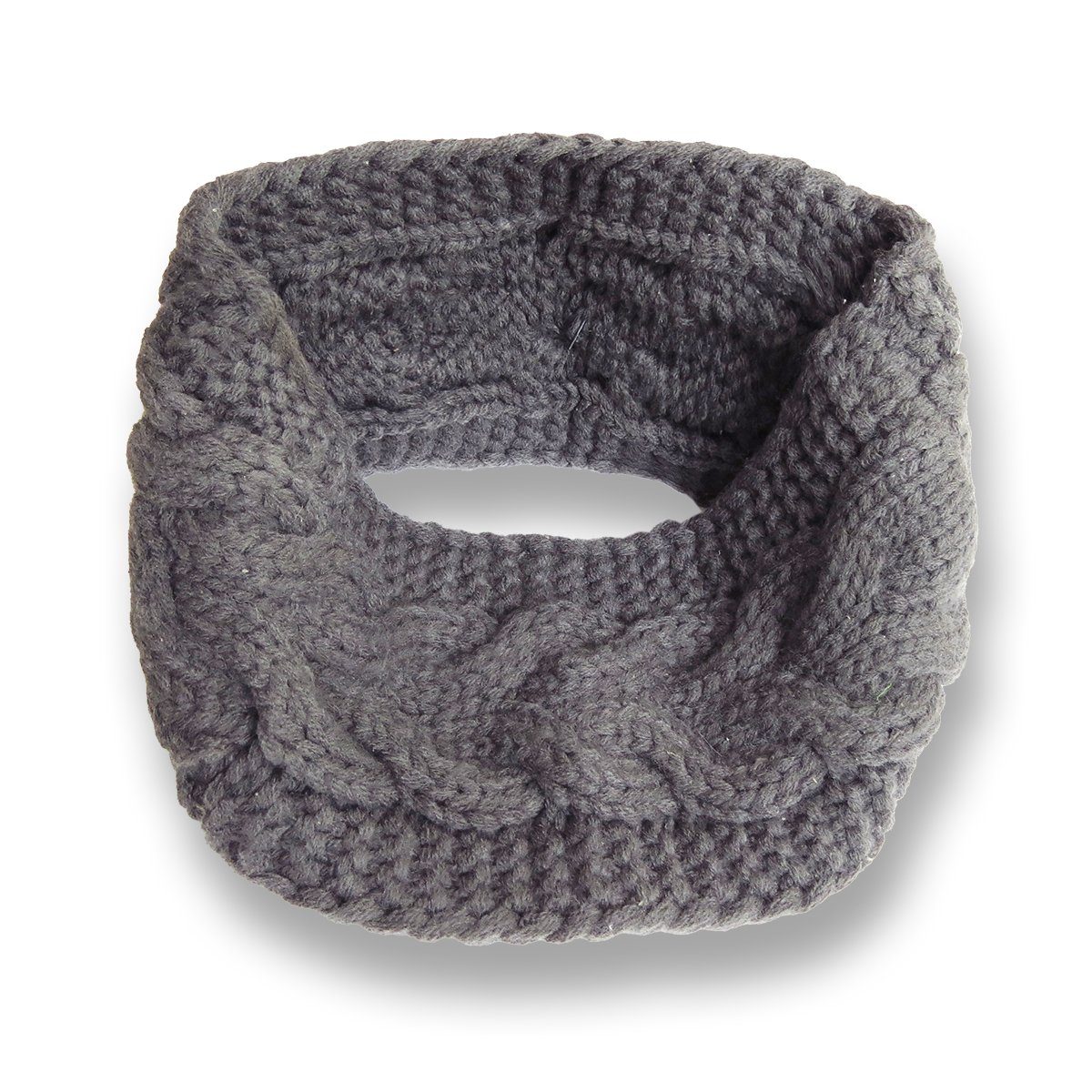 Sonia Originelli Stirnband dunkelgrau chic Damenstirnband Zopfstrick Onesize klassisch gestrickt