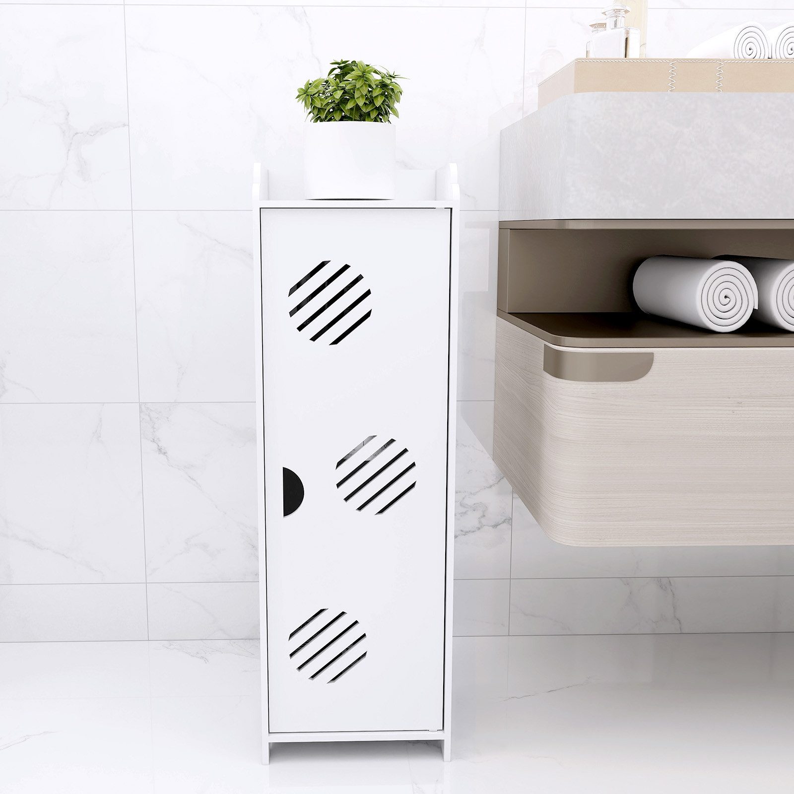 JEOBEST Badkommode Wasserdichte Badezimmerschränke, (1-St, Badregal), Schmal mit Tür, 24x20x75 cm – Bild 2 von 5