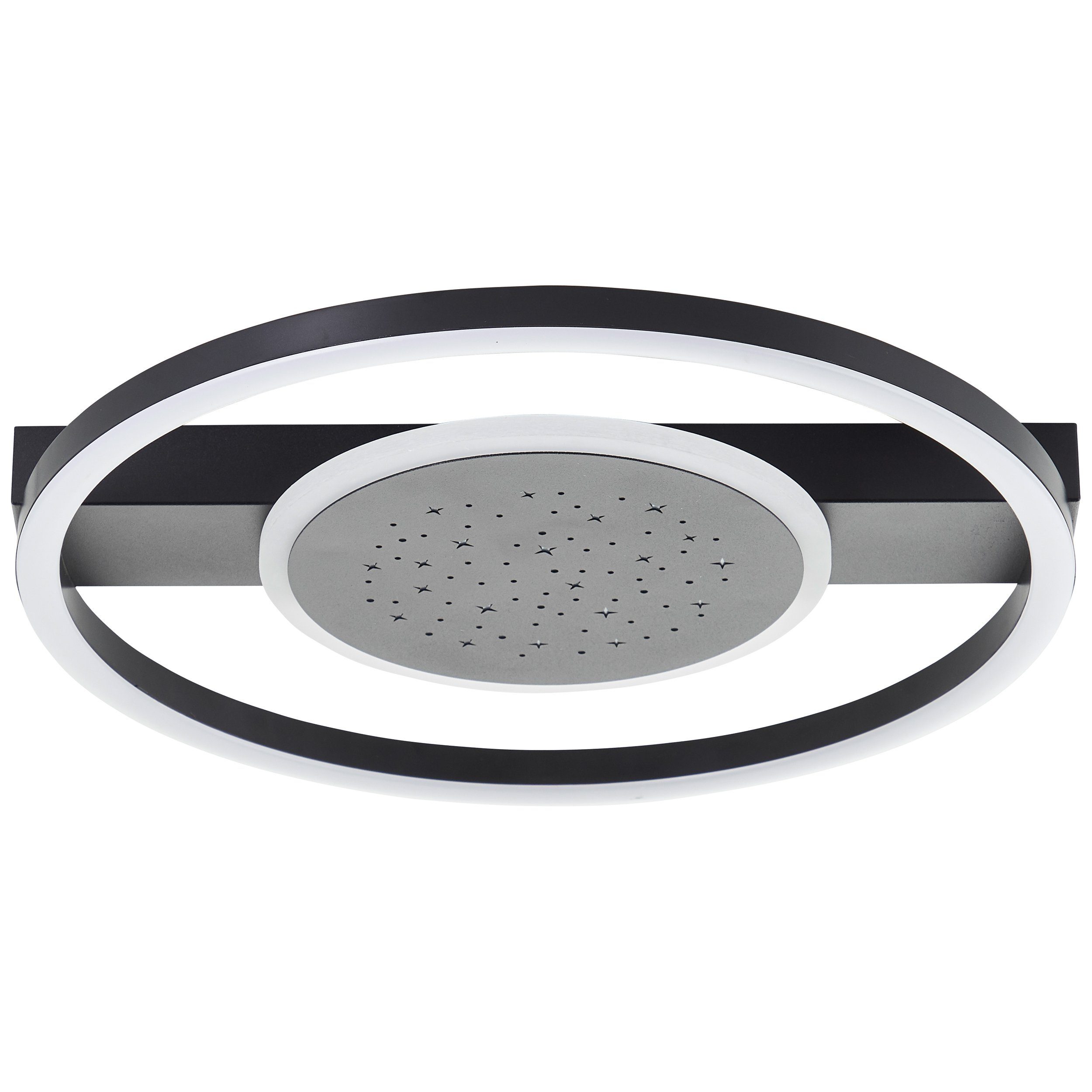 BreLight LED Deckenleuchte Reno, LED fest integriert, Warmweiß, 37 x 37 cm, 2400 lm, 3000 K, Sternenglanz, schwarz