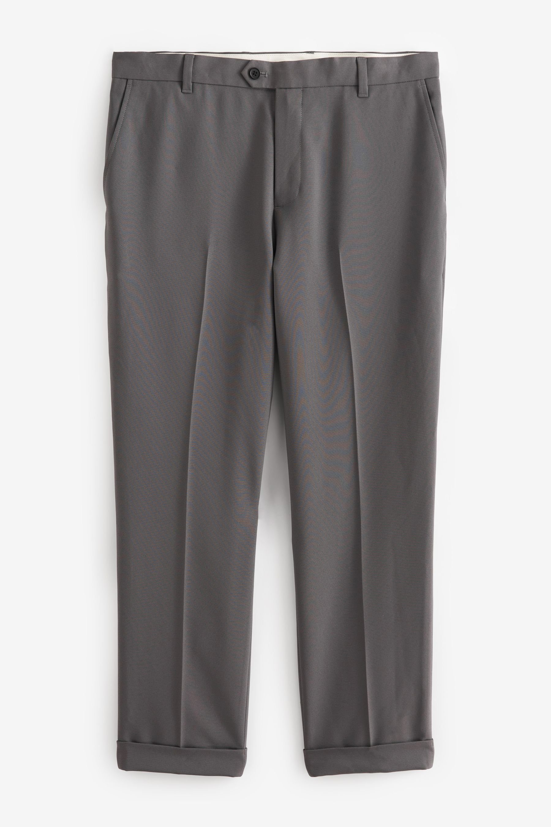 Anzughose (1-tlg) Stoffhose Bundfalten - ohne Bein weites Grey Next