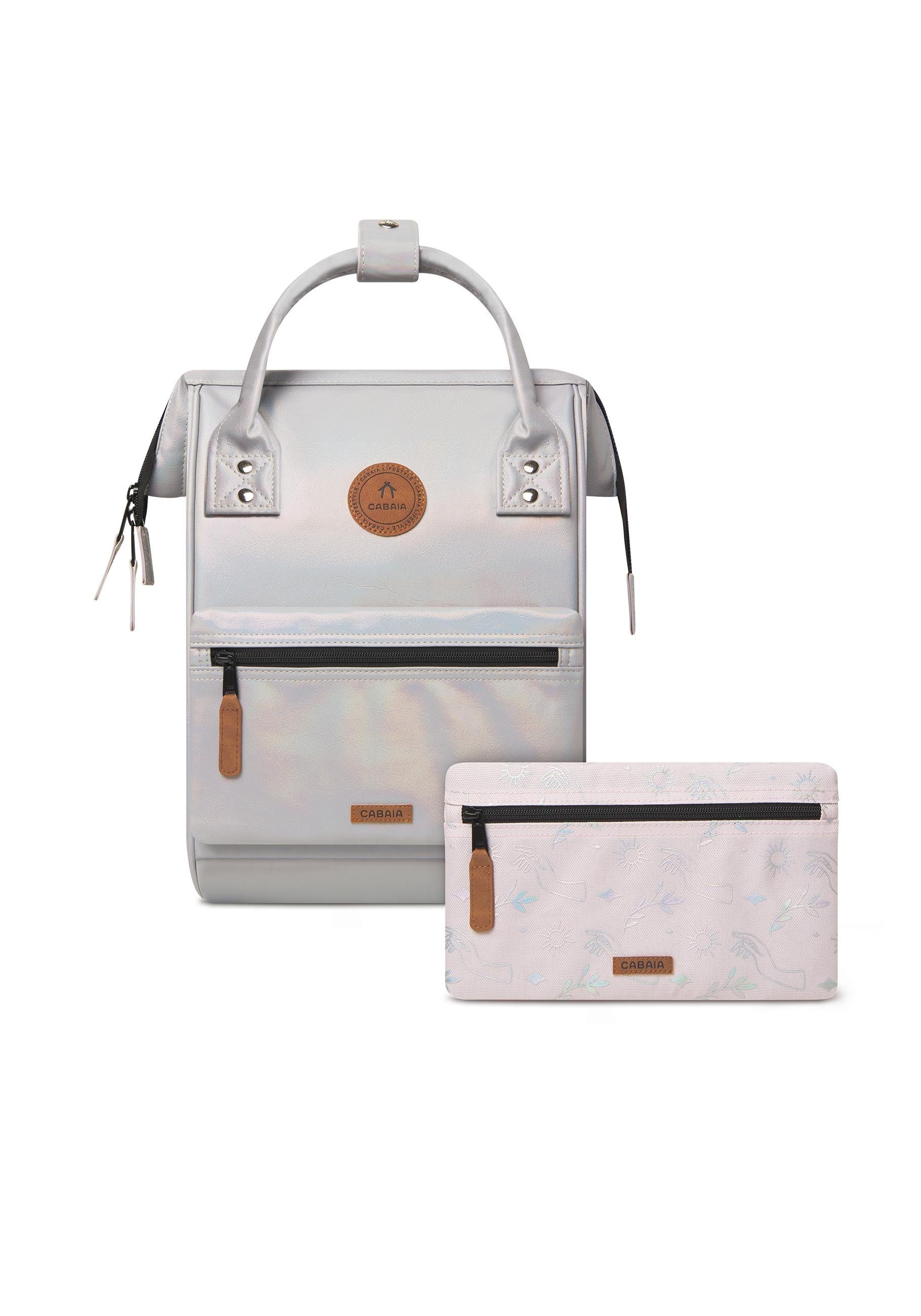 CABAIA Tagesrucksack Adventurer S Iridescent (3-tlg), Holografischer Rucksack mit zwei Vordertaschen