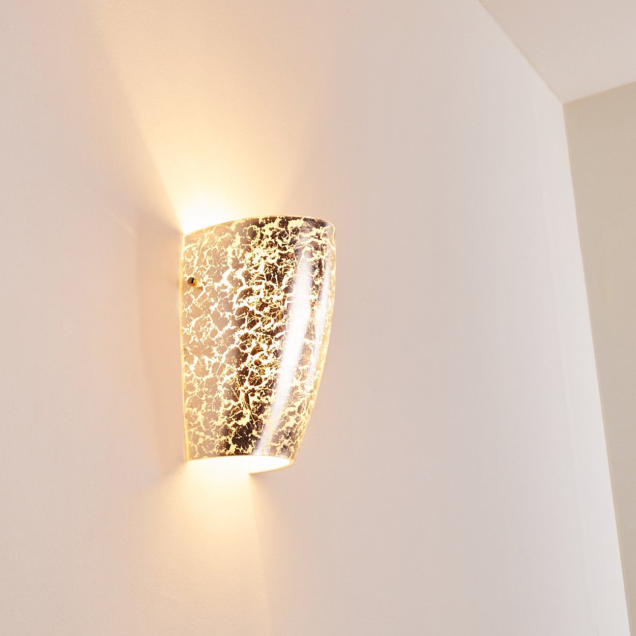 Leuchtmittel, mit in mit Wandspot Wandleuchte aus »Abriola« Glas 1xE27, ohne Wandlampe Up&Down-Effekt, Silber, Lichteffekt hofstein
