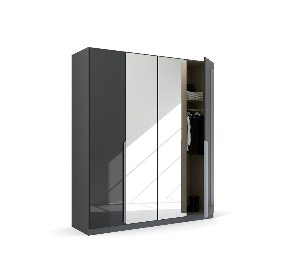 Rauch Möbel Drehtürenschrank Modern, grau Kleiderschrank Spiegeltüren, mit Kleiderschrank metal