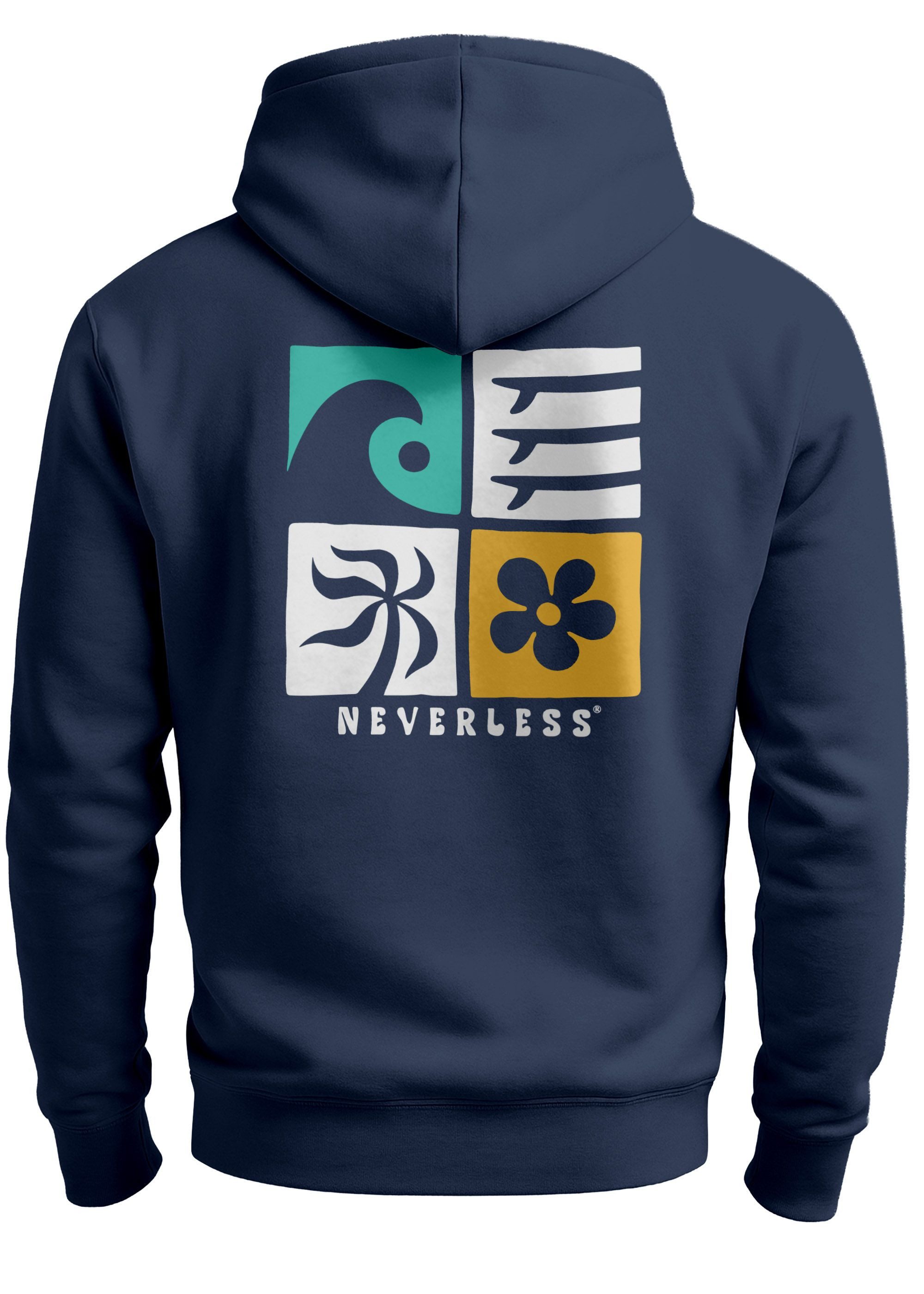 Neverless Hoodie Hoodie Backprint Herren Surfer Style Rückenaufdruck Icons günstig online kaufen