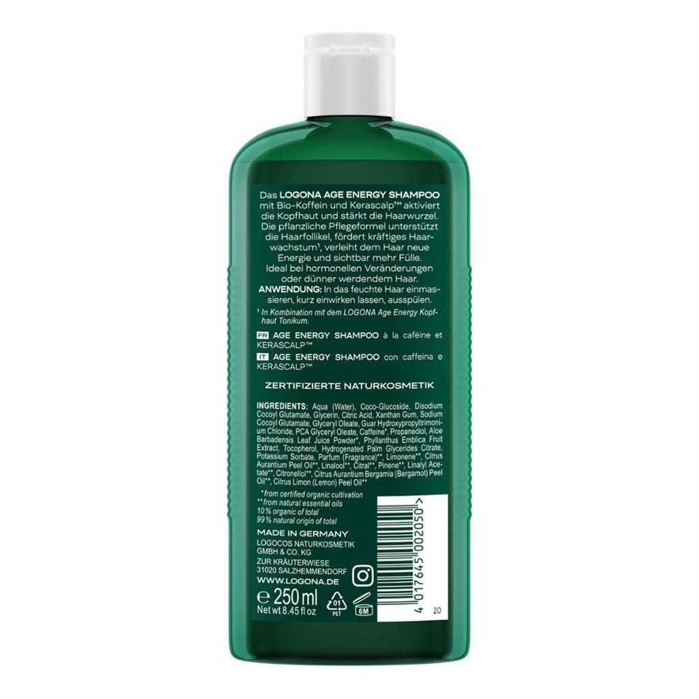 LOGONA Haarshampoo Age Energy - Shampoo mit Bio-Koffein & Kerascalp™ 250ml