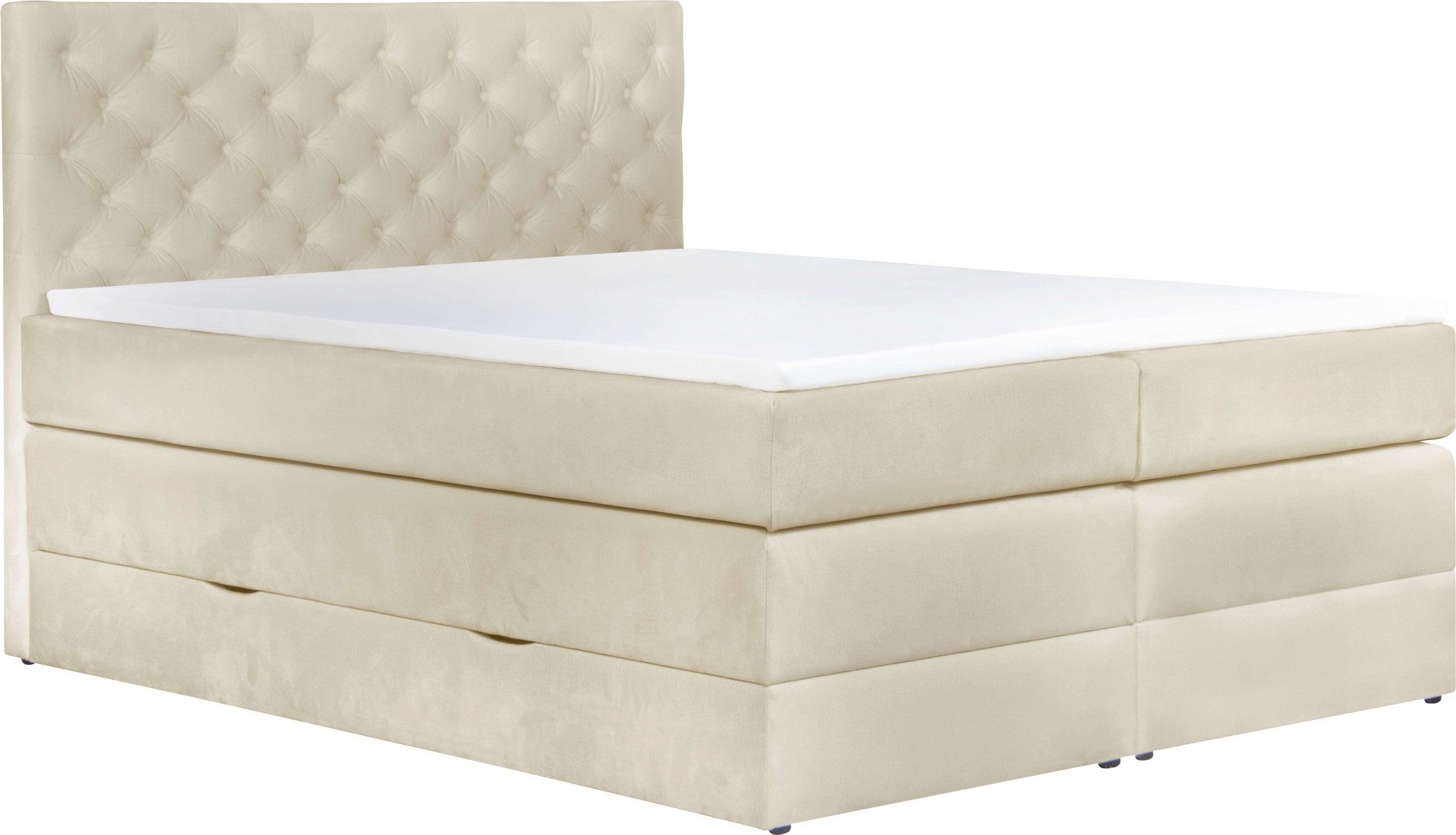 Home affaire Boxspringbett SELJORD mit Bettkasten, Matratze und Topper, Breite 160 oder 180 cm, Bonnell- oder Taschenfederkernmatratze (H2, H3, H4), mit Knopfheftung