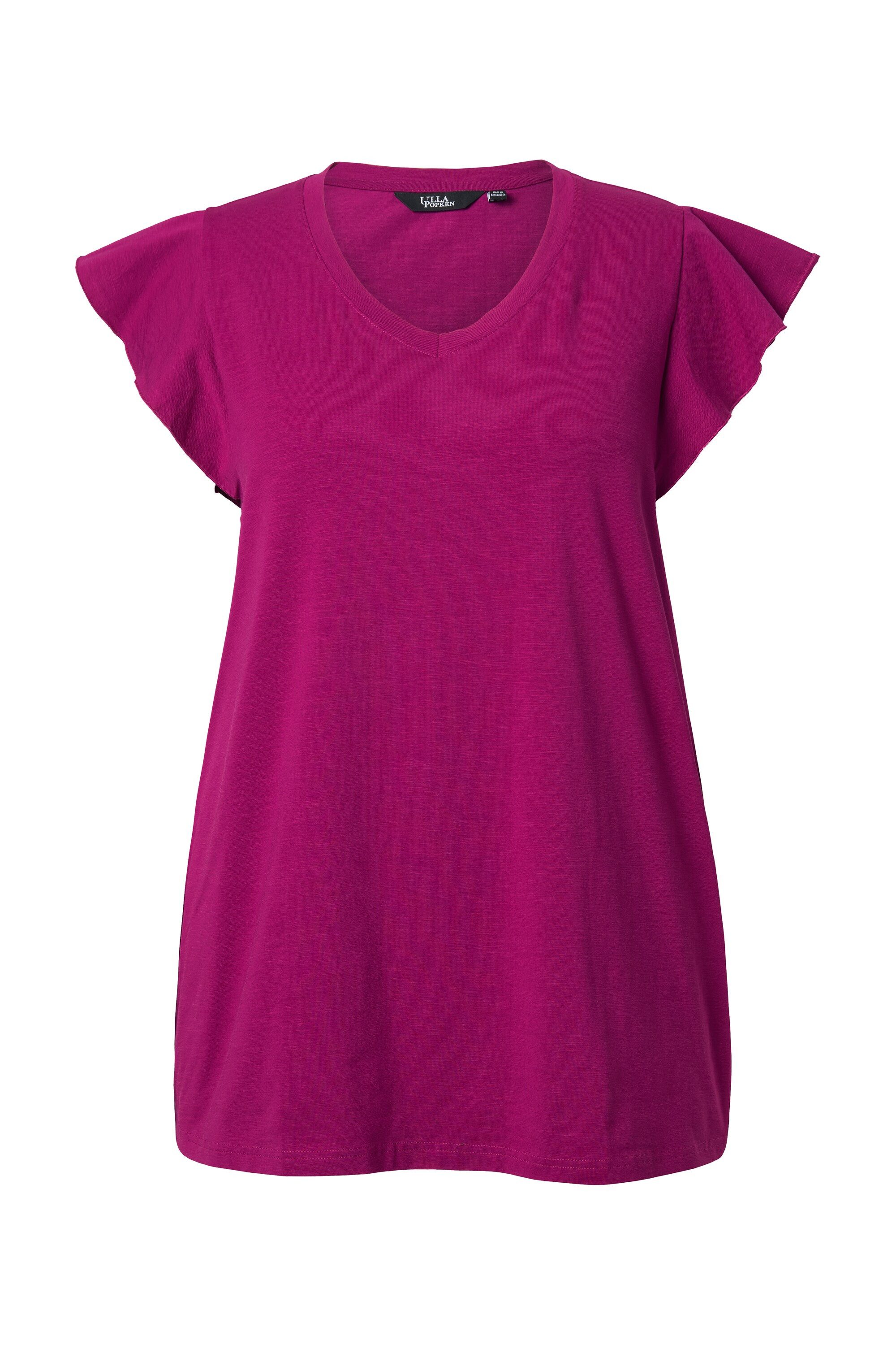 Ulla Popken T-Shirt T-Shirt Volants A-Linie V-Ausschnitt günstig online kaufen