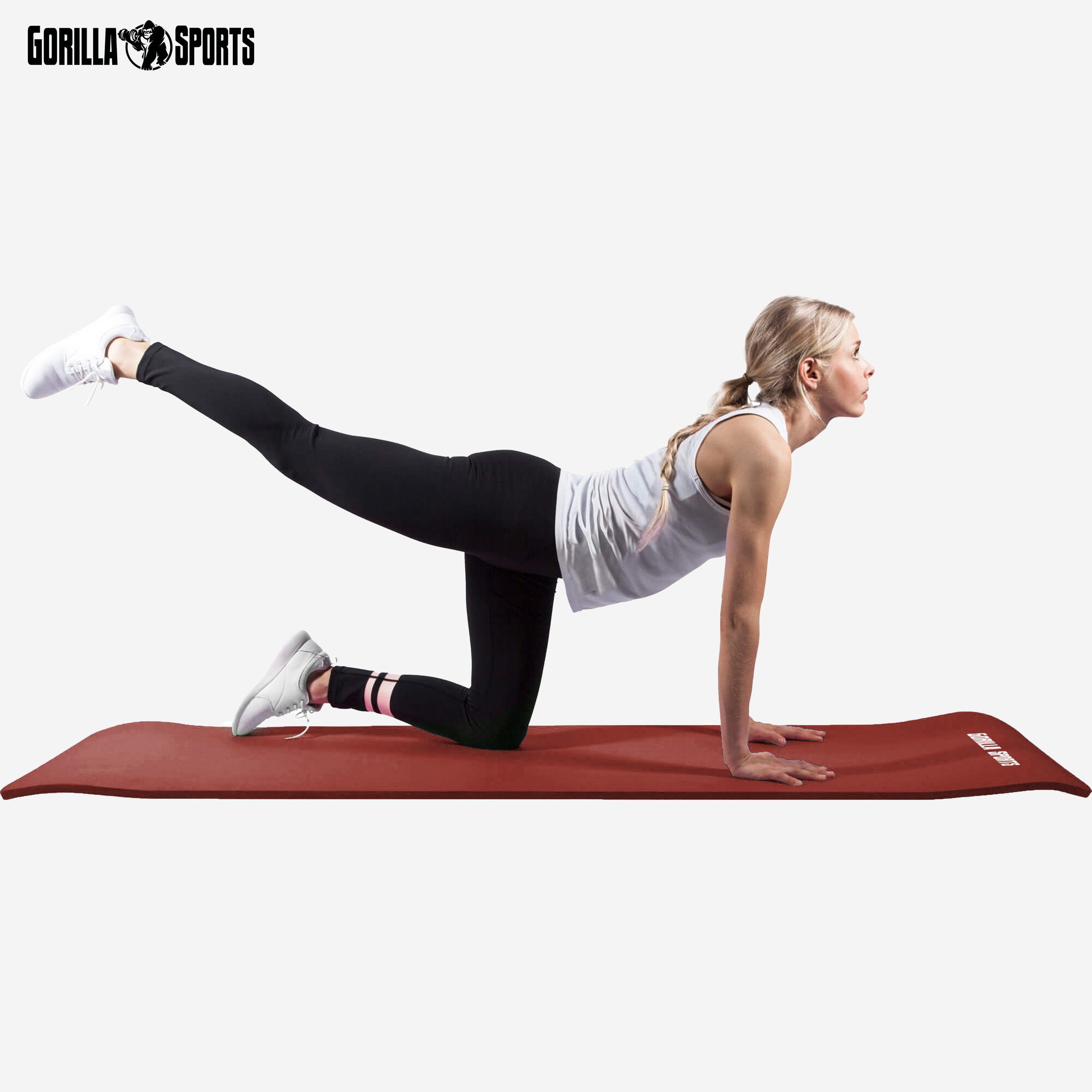 GORILLA SPORTS Yogamatte 190x60cm / 190x100cm, Tragegurt, Rutschfest - Fitnessmatte, Gymnastik