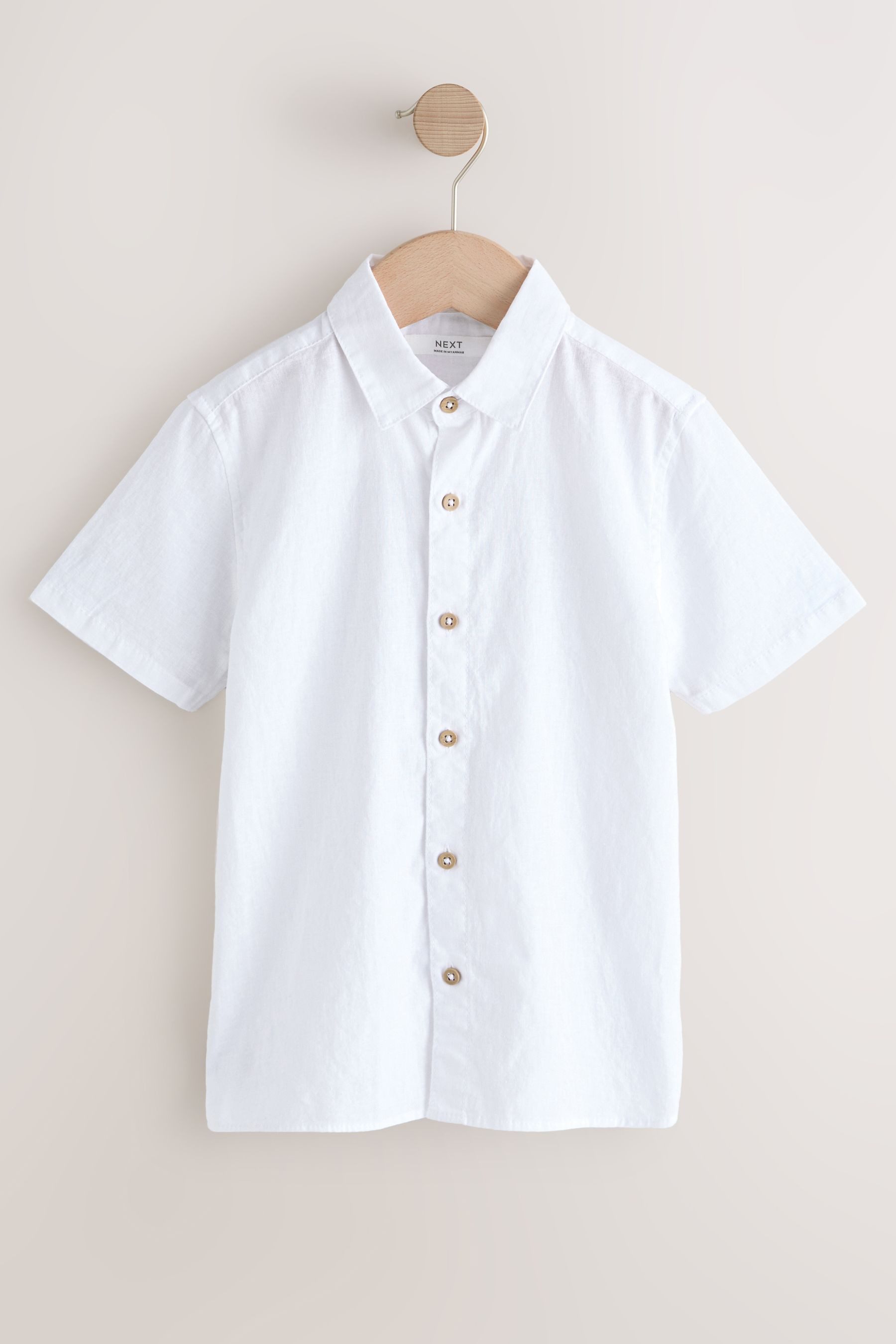 Next Kurzarmhemd Kurzärmliges Hemd aus Leinengemisch (1-tlg)