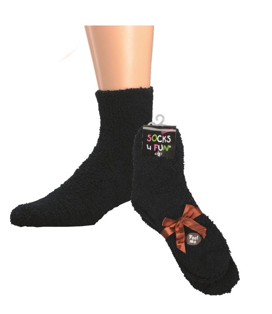 Socks 4 Fun Kuschelsocken Wollsocken Kuschelsocken Unisex mit dekorativer Geschenkschleife (2 Paar)