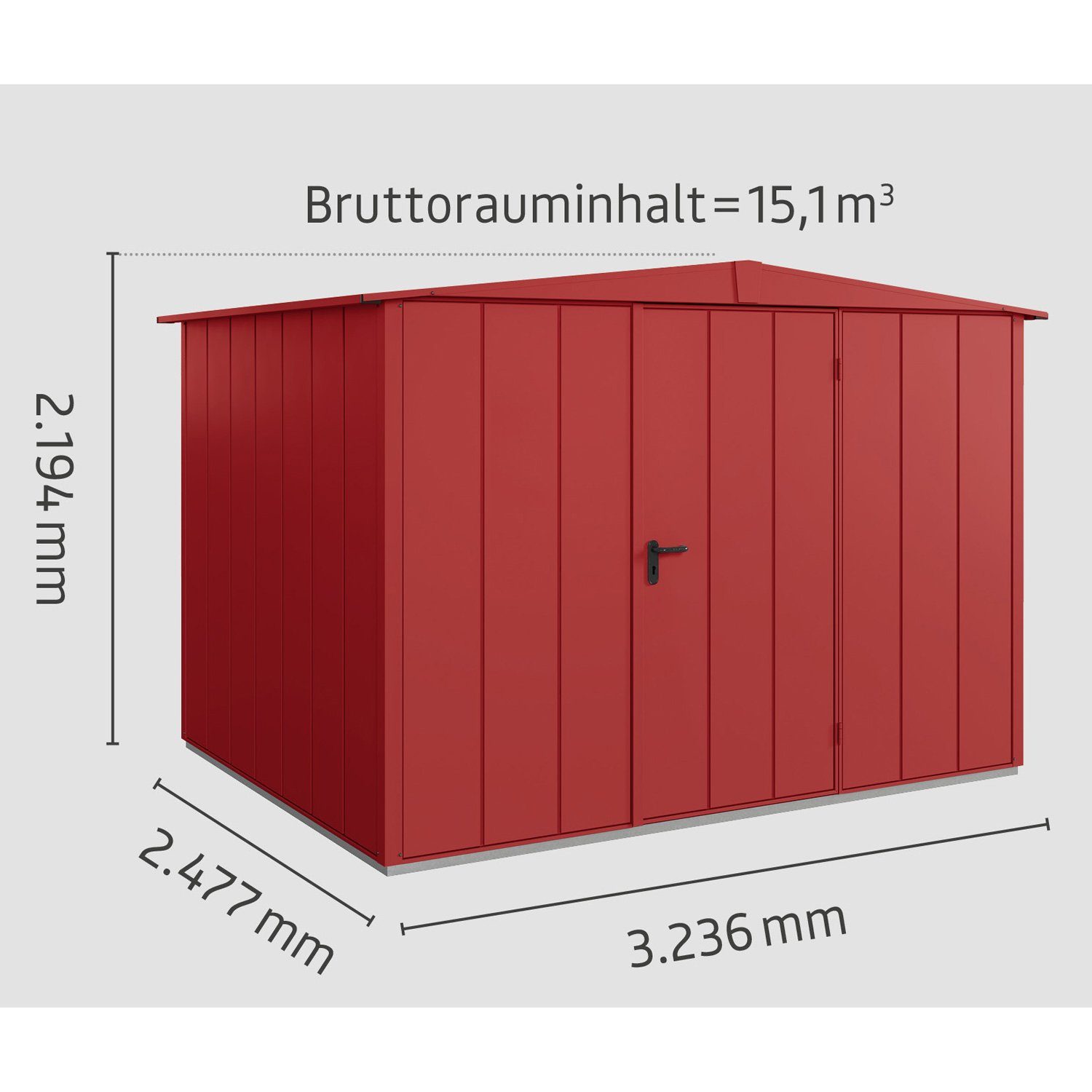 Hörmann Ecostar Gerätehaus Elegant mit Satteldach (324 x 248 cm), aus Metall