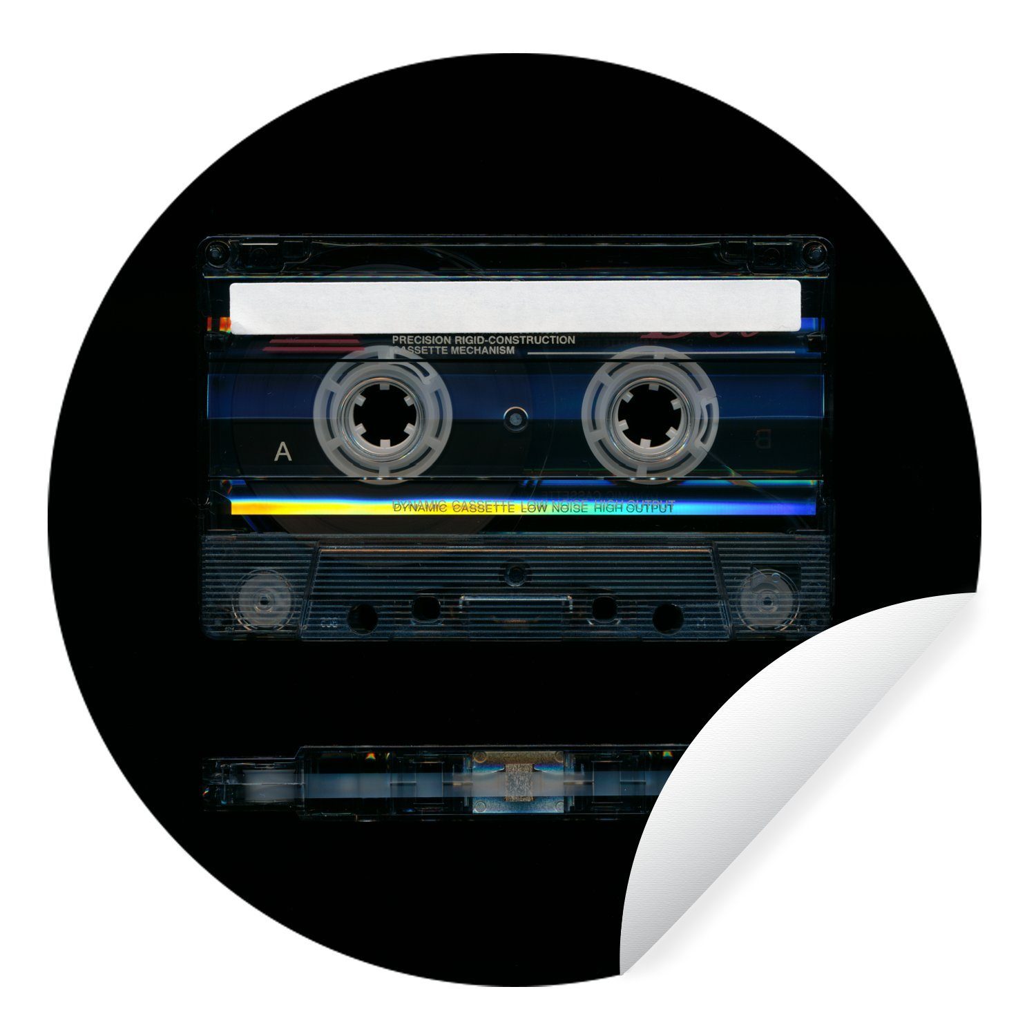 MuchoWow Wandsticker Kassettenkassetten - Retro - Reflexion (1 St), Tapetenkreis für Kinderzimmer, Tapetenaufkleber, Rund, Wohnzimmer