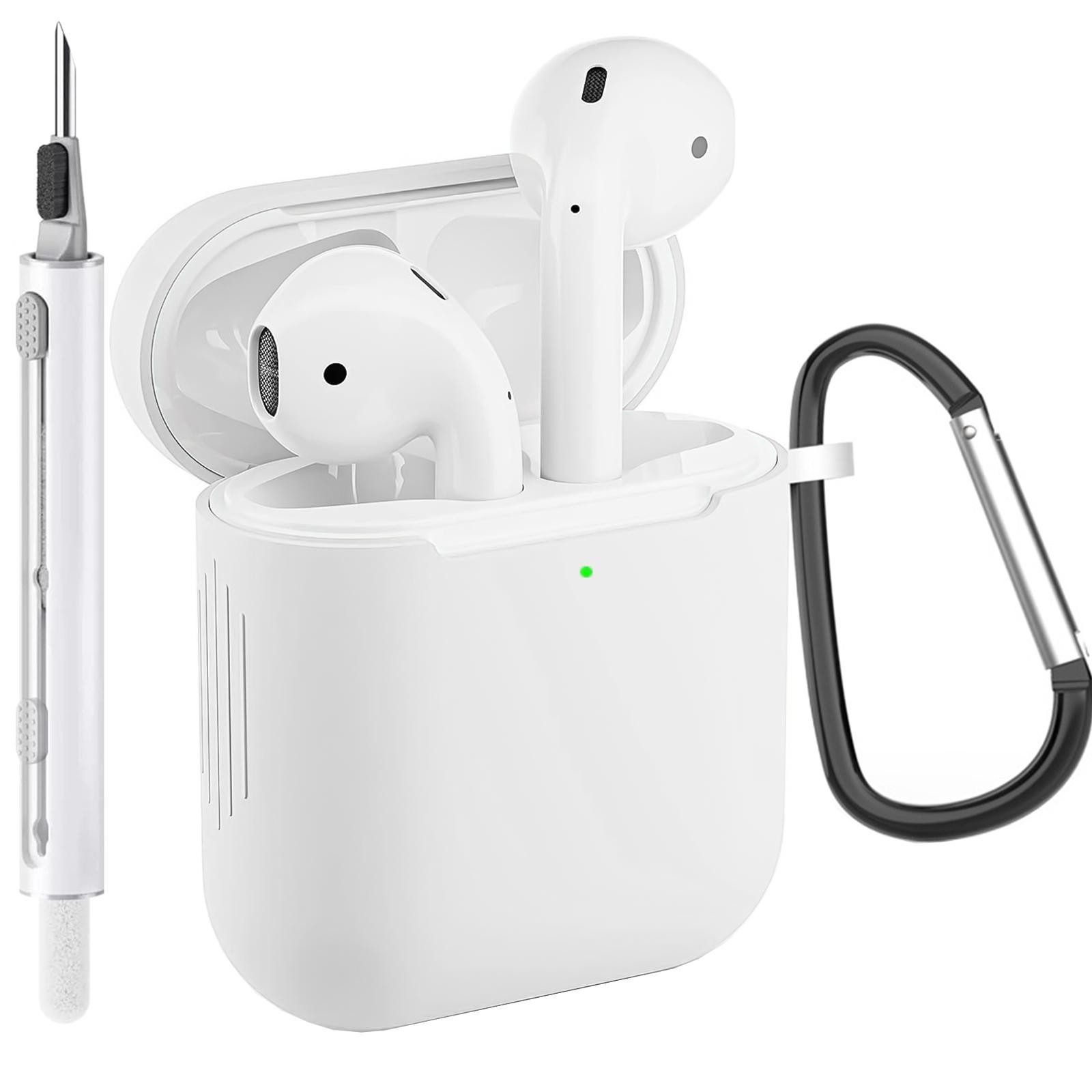 CoolGadget Kopfhörer-Schutzhülle für AirPods 1 und 2 Silikon, Stoßfest Clip Karabiner kabelloses laden Case Schutz Cover