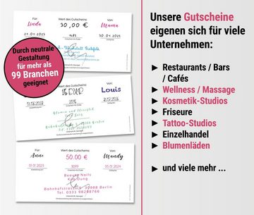 Frank Paperman Geschenkkarte, Gutschein für Kunden, Magenta, zum selbst Ausfüllen, Gutscheinkarten, Geschenkgutschein Nagelstudio, Friseur, Kosmetik