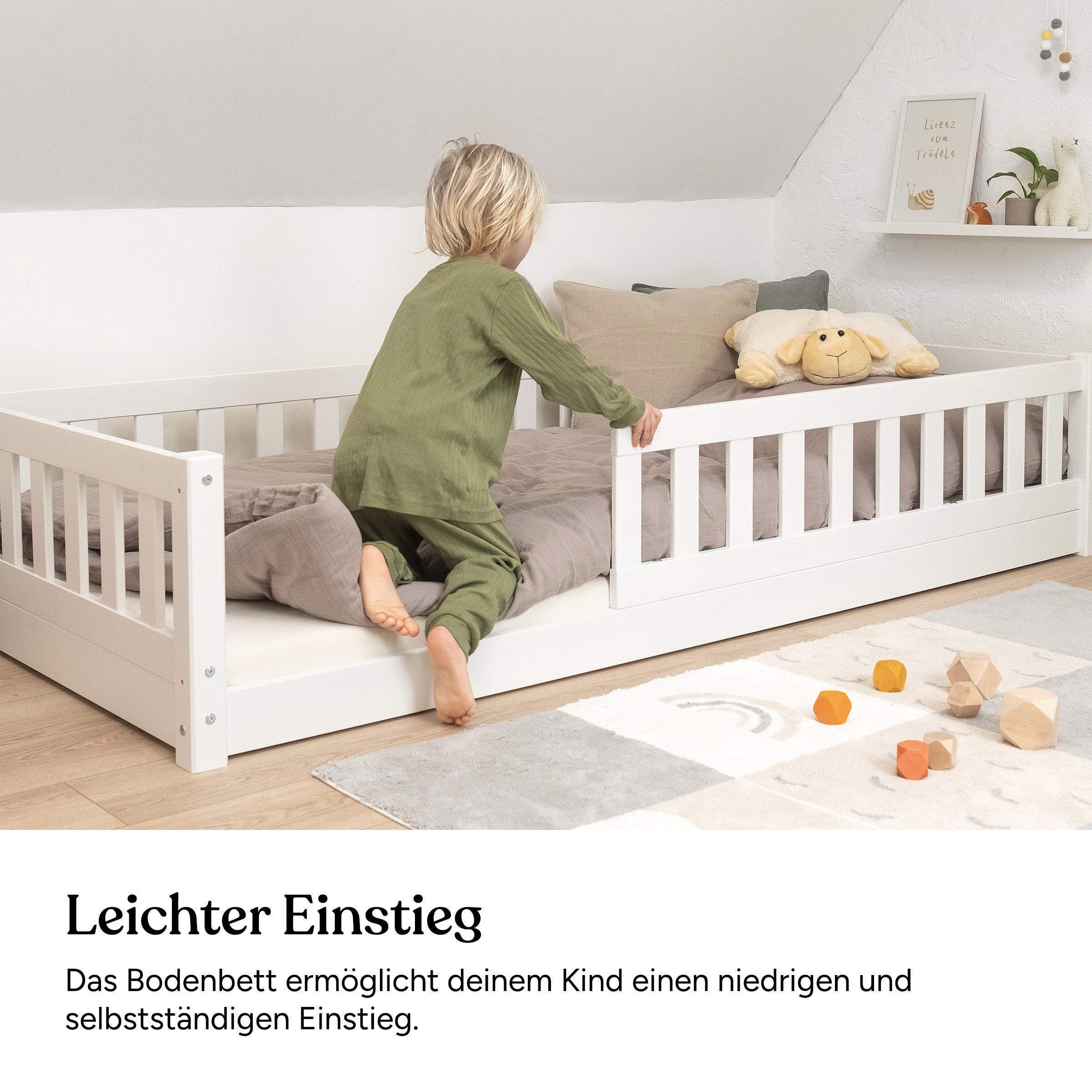 Ehrenkind Kinderbett Bodenbett Lille aus massivem Kiefernholz mit Rausfalls günstig online kaufen