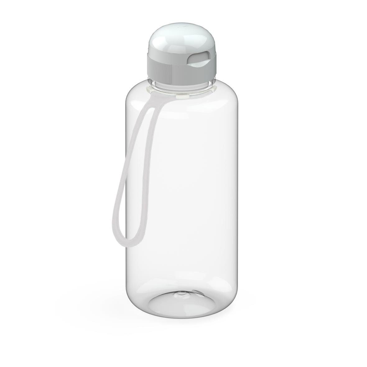 elasto Trinkflasche 1 L Wasserflasche "Sports" Tritanflasche mit Trägerband, Made in Germany, BPA-frei, Sportflasche, kohlensäurehaltige Getränke