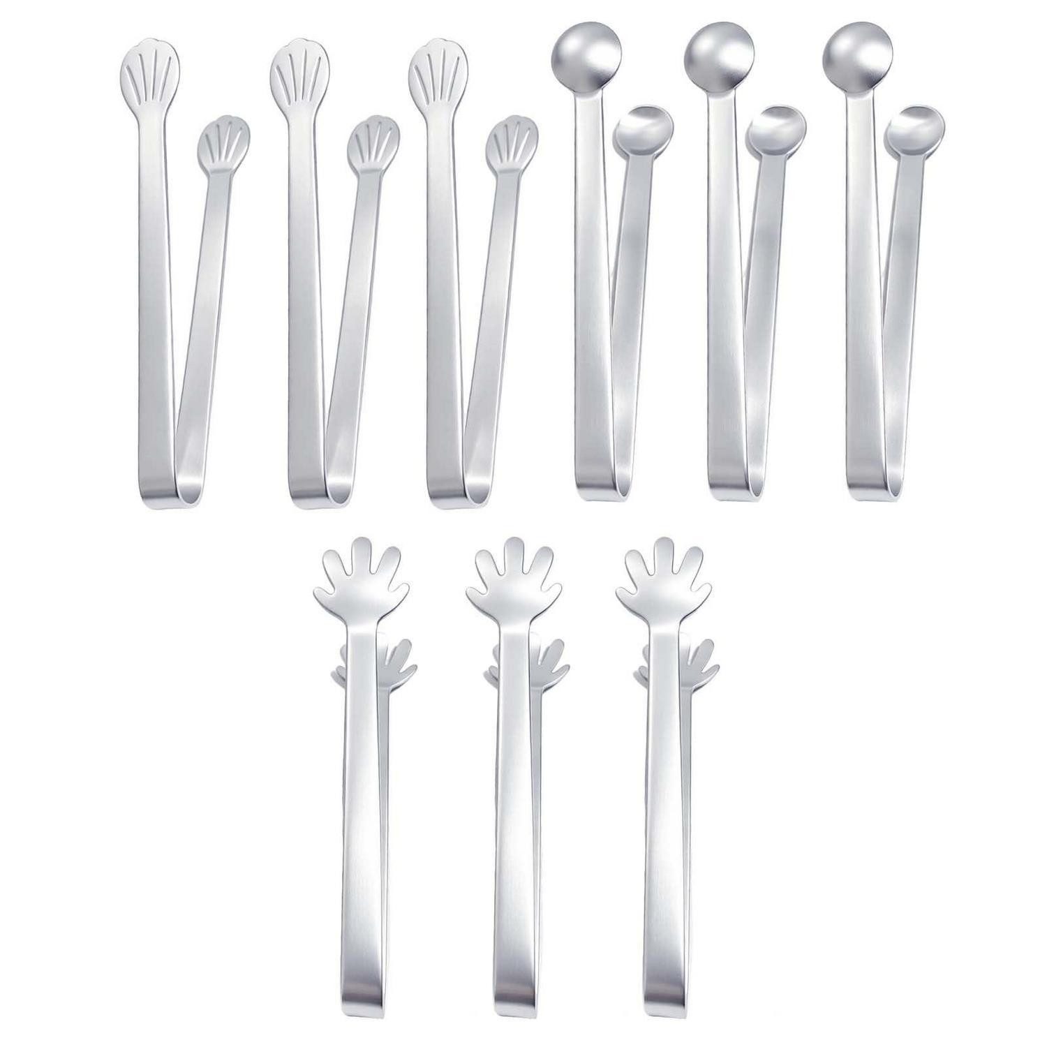 LuxusKollektion Zuckerzange 9-teiliges Zuckerzangen Set Edelstahl Klein
