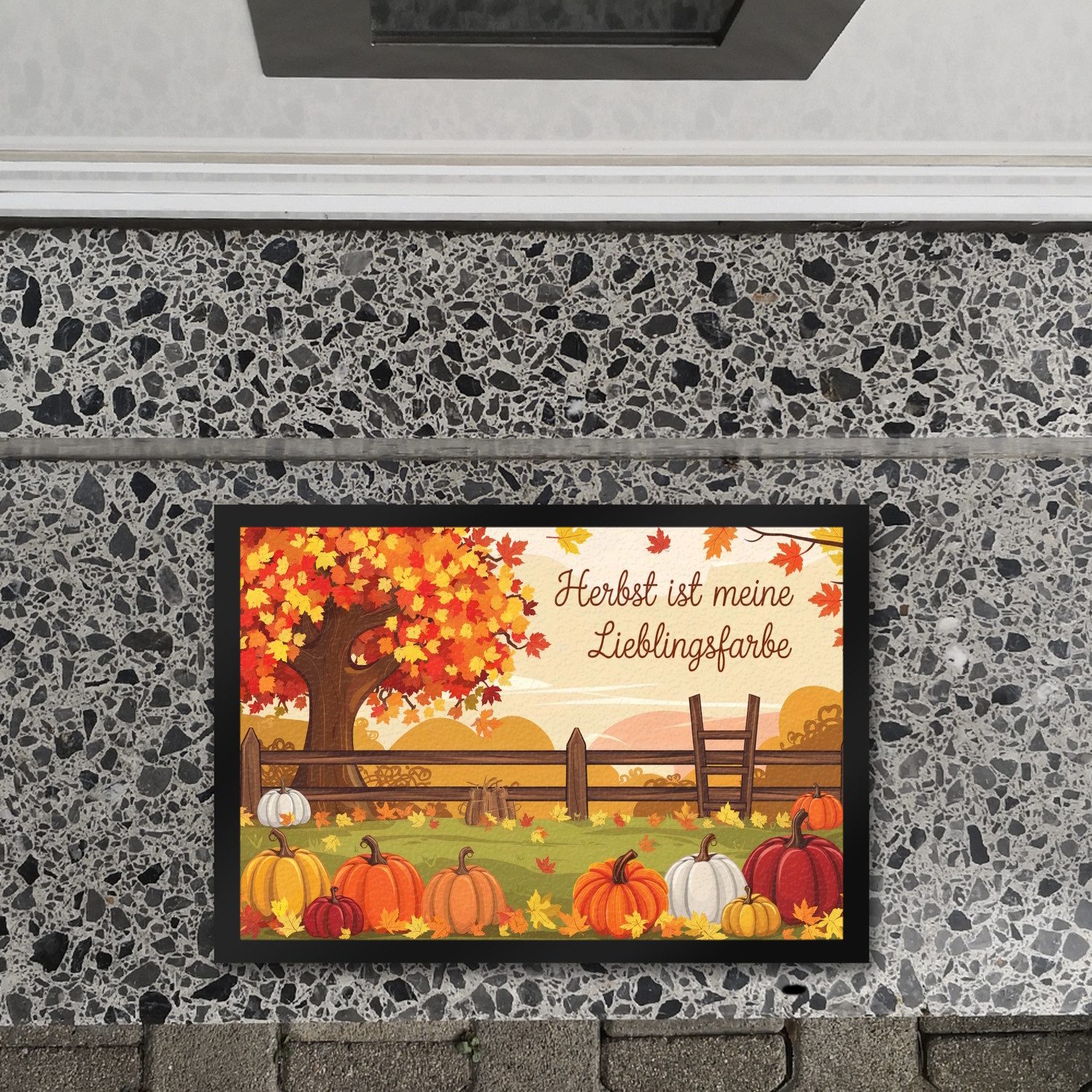 speecheese Fußmatte Herbstliche Landschaft mit Kürbissen Fußmatte in 35x50 cm Herbst ist – Bild 2 von 2