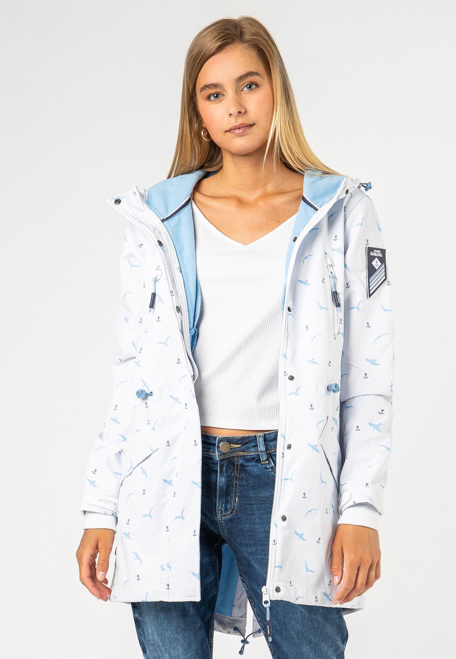 SUBLEVEL Softshelljacke Muster Softshelljacke mit white-blue