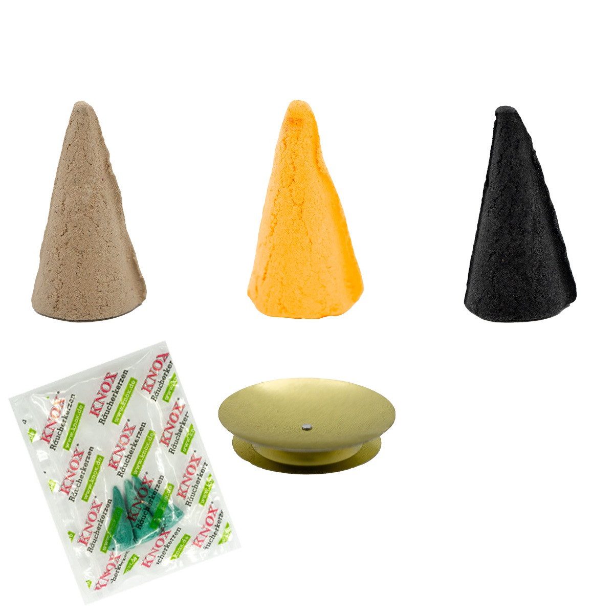 KNOX Duftkerze XXL Räucherkerzen Set - Aromatisch - mit Teller und Proben, Düfte für ein unvergessliches Erlebnis - Made in Germany