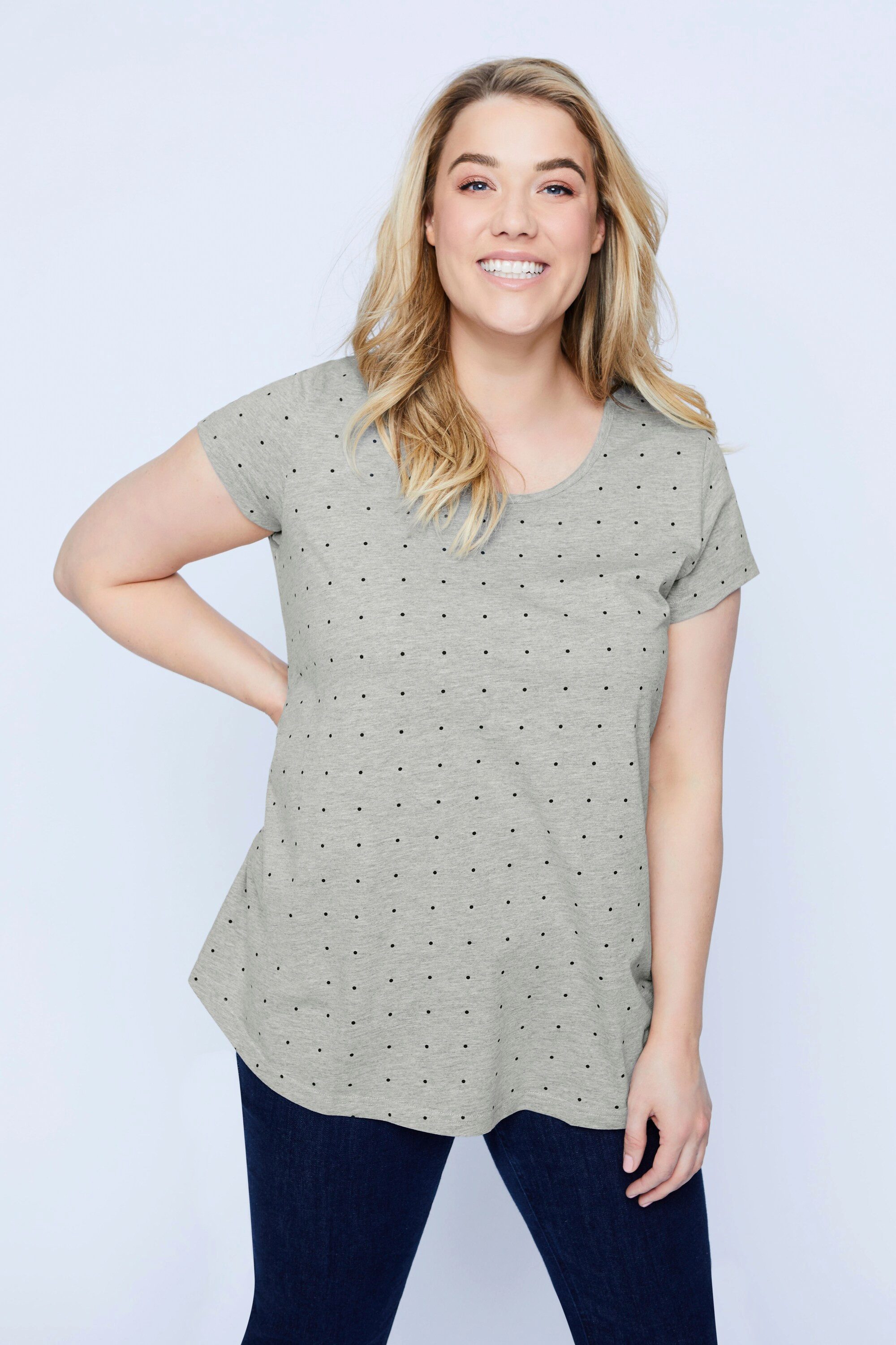 Ulla Popken T-Shirt T-Shirts 2er-Pack Kurzarm seitl. Raffung GOTS (2-tlg) Schwangerschaft