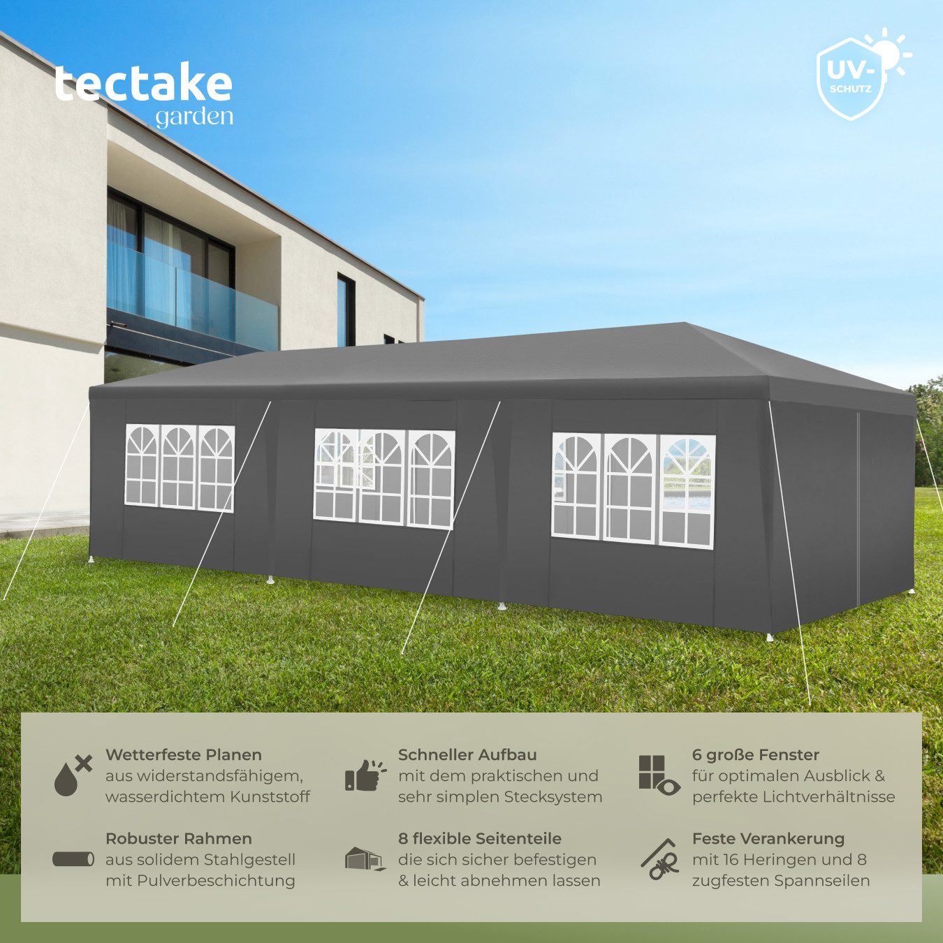 tectake Pavillon Miramas, mit 8 Seitenteilen, günstig online kaufen
