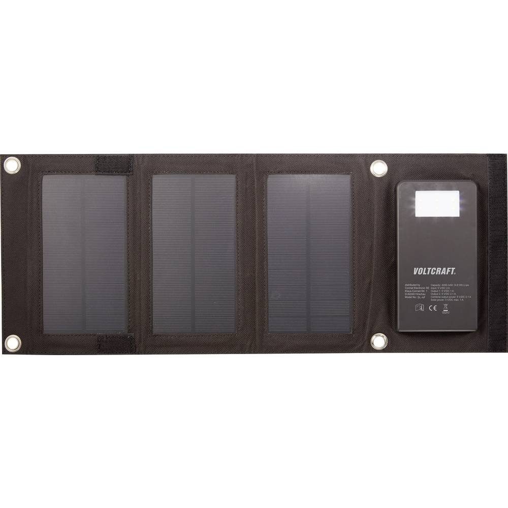 VOLTCRAFT PowerBank mit 3 Solarpanel SL-4F Solarladegerät