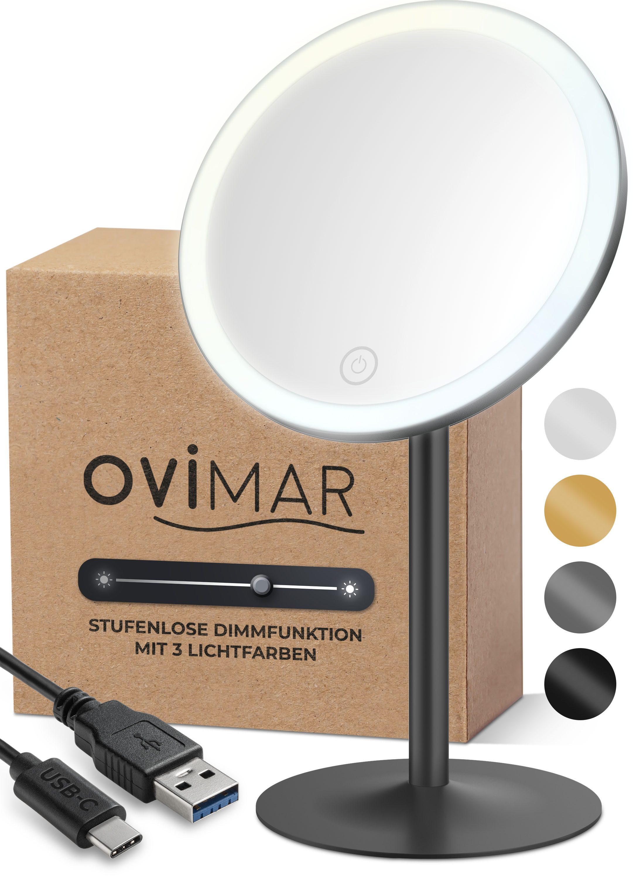 ovimar Kosmetikspiegel (1-St), aus Edelstahl in Schwarz zur günstig online kaufen