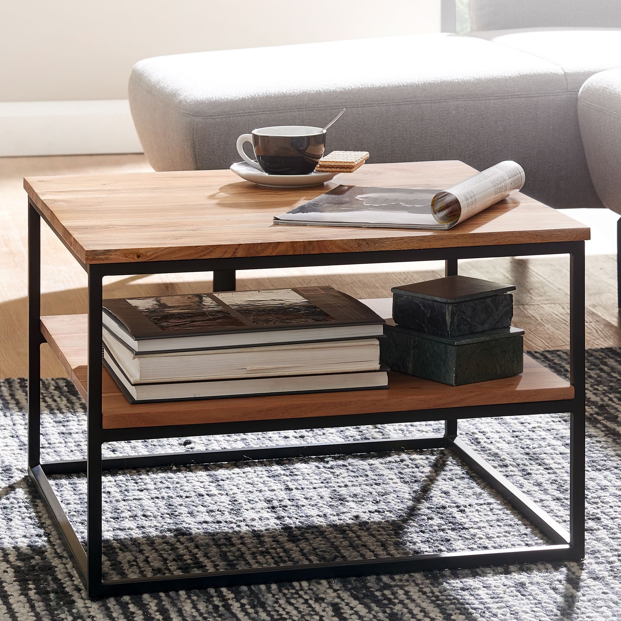 FINEBUY Couchtisch FB67607 (60x60x41 cm Akazie günstig online kaufen