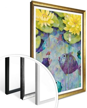 Wall-Art Poster Märchen Wandbilder Gelbe Seerosen, Pflanzen (1 St), Poster ohne Bilderrahmen