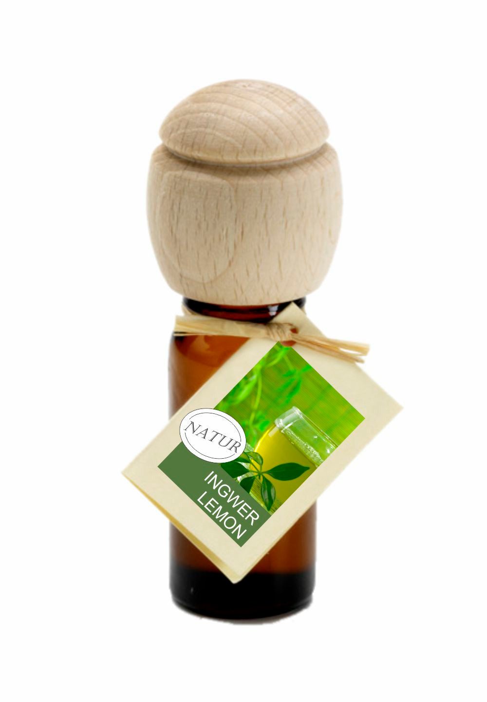 Traumduft-Manufaktur Duftöl Ingwer Lemon (1-St), Piccolino Duftöl Raumduft mit Buchenholzkopf Naturöl 10 ml