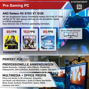 SYSTEMTREFF Gaming-PC (AMD Ryzen 9 5900X, Radeon RX 6750 XT, 16 GB RAM, 1000, 512 GB SSD, Luftkühlung, Windows 11, WLAN)