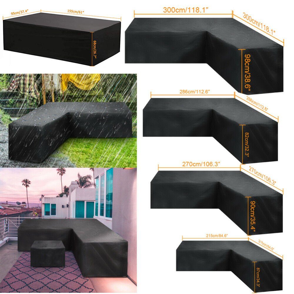 Rosnek Gartenmöbel-Schutzhülle L Form Regenschutz, Staubschutzhüllen,Outdoor Patio Garten, Lounge Set Sofa Schutzhülle – Bild 2 von 5