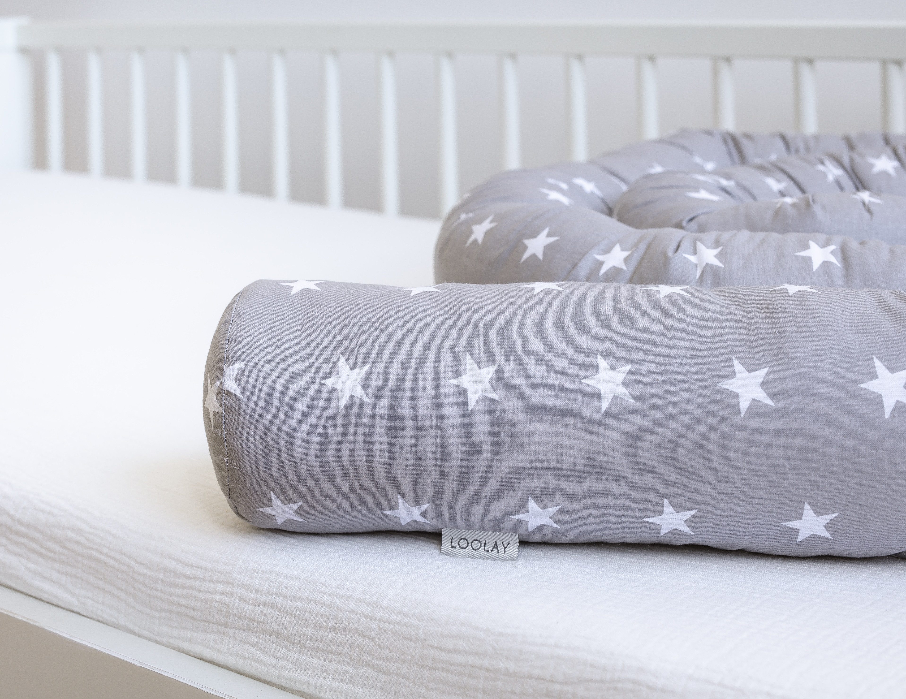 Loolay Nestchenschlange STERNE Grau BIO-Baumwolle Multifunktion PREMIUM Bet günstig online kaufen