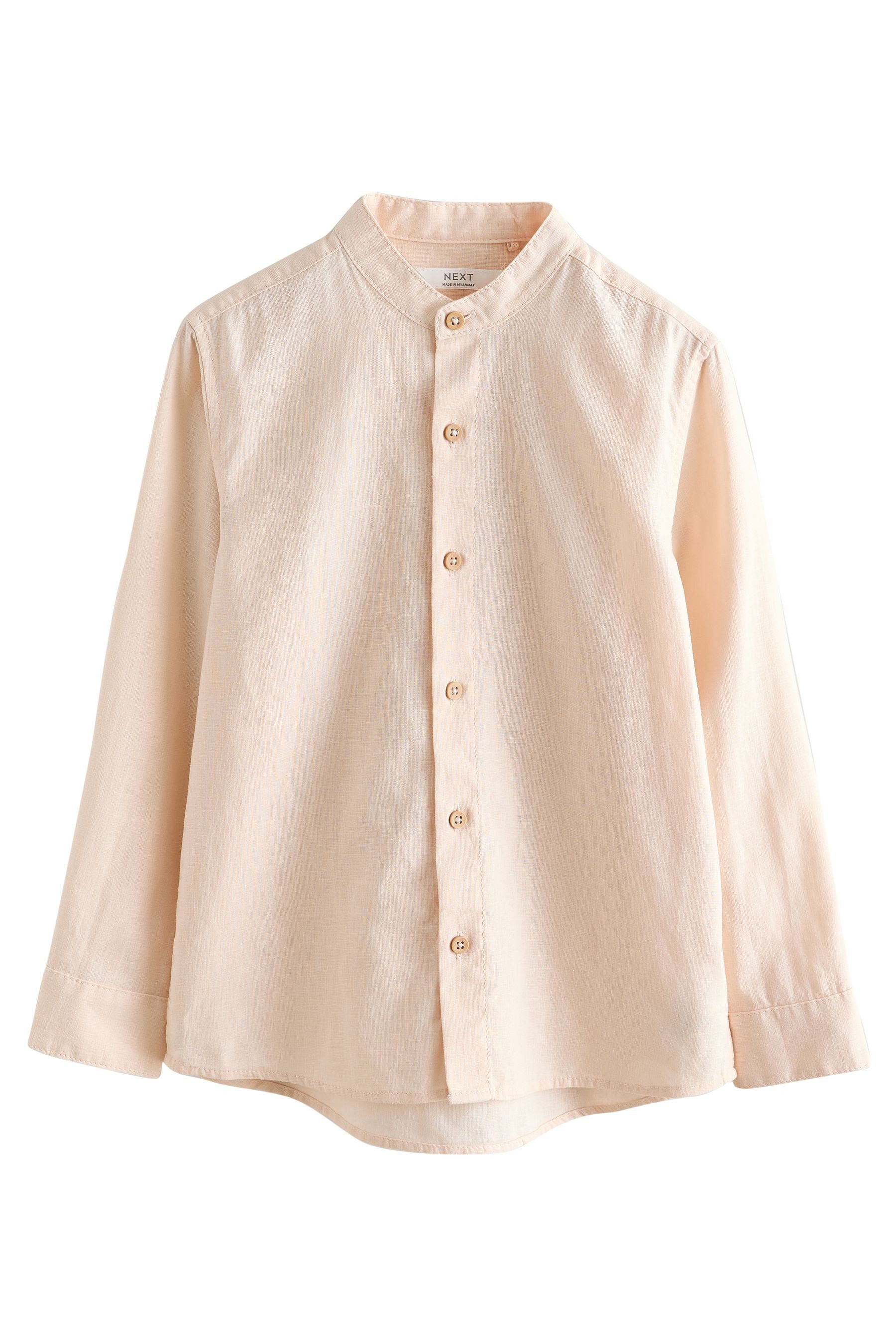 Next Langarmhemd Langärmeliges Hemd mit Grandadkragen (1-tlg)