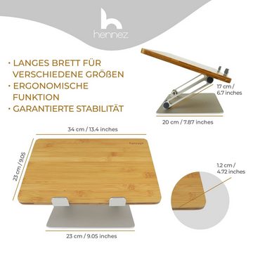 HENNEZ Laptop Ständer Höhenverstellbar Faltbar - Laptop Stand Stabil Laptop-Ständer, (Notebook Ständer, - Ipad Ständer Rechteckig aus Aluminum Bambus)