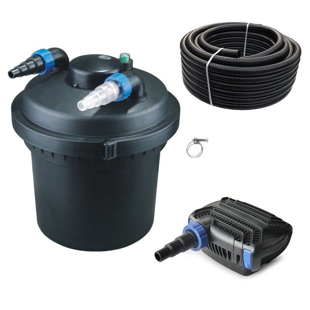 AquaOne Teich Filteranlage Set Nr.10 CPF 280 Druckfilter 16W Eco Teichpumpe Teichgröße bis 8000l Teichschlauch Bachlauf UV Lampe 