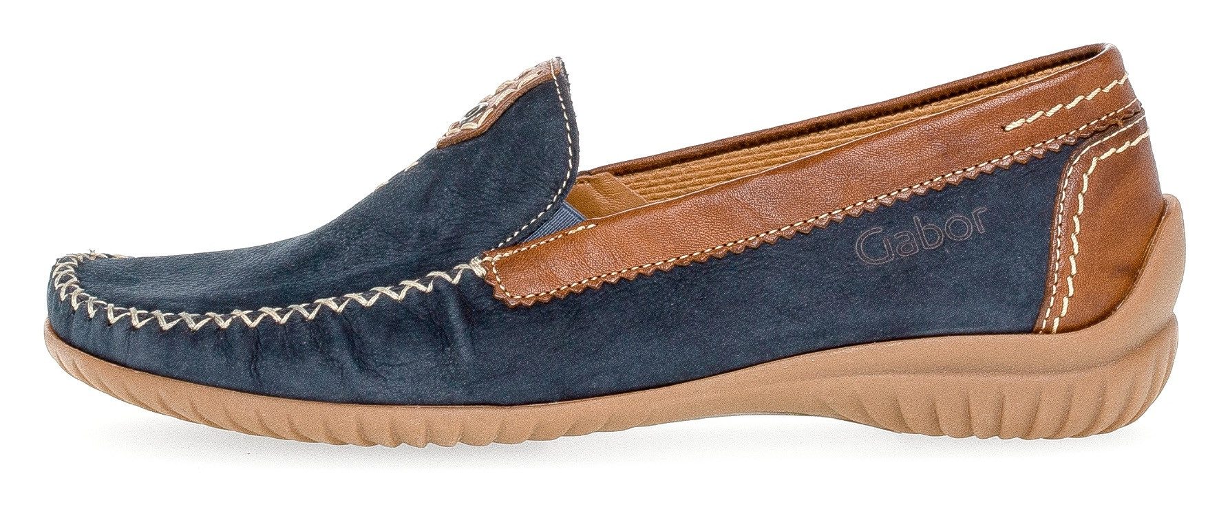 Gabor FLORENZ Mokassin, Slipper, Schlupfschuh, Bequmschuh mit Kontrastnaht, Weite G (weit)