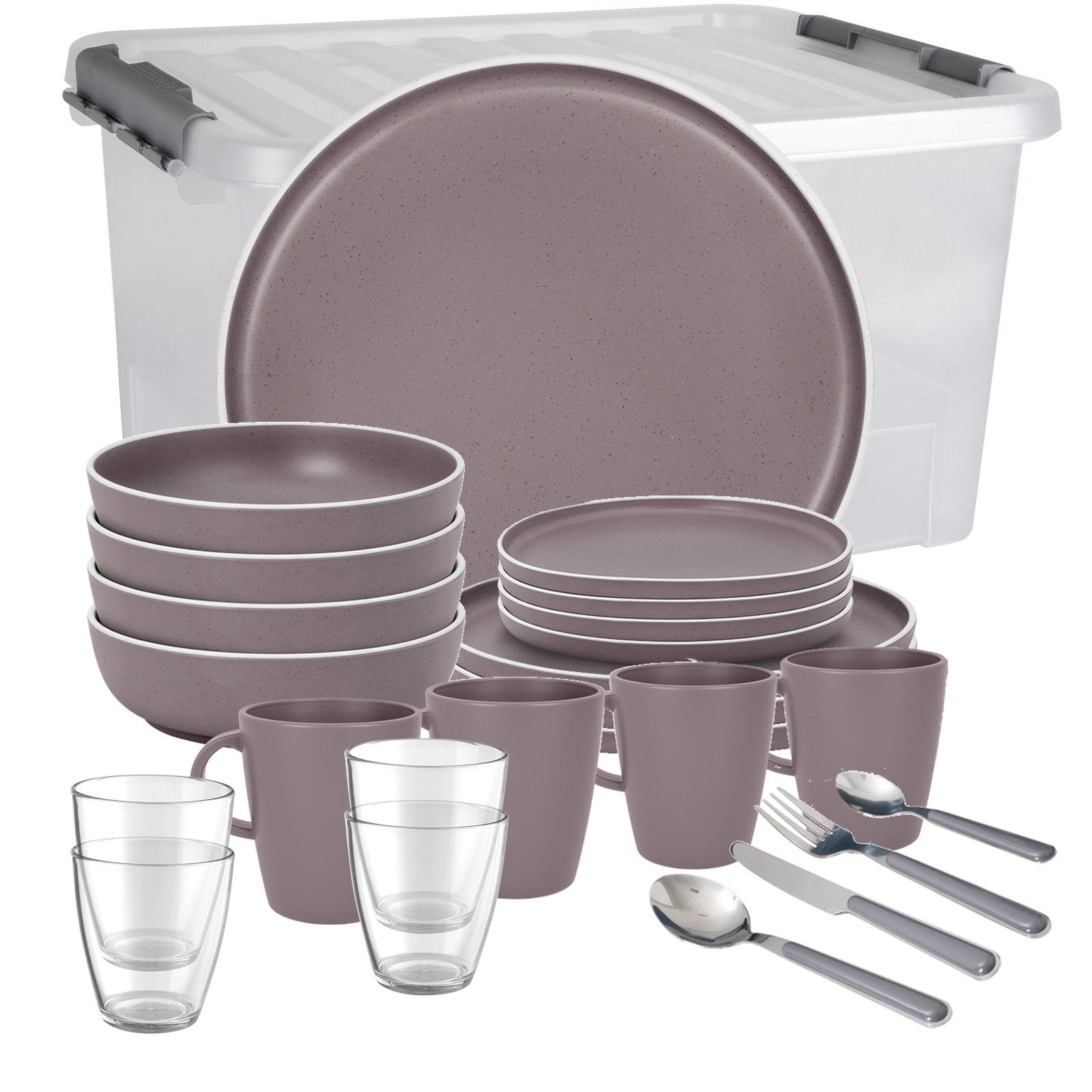 BRUNNER Geschirr-Set BRUNNER Camping Geschirrset DOLOMIT (12, 16, 36-tlg) ROSE AntiSlip (36-tlg)