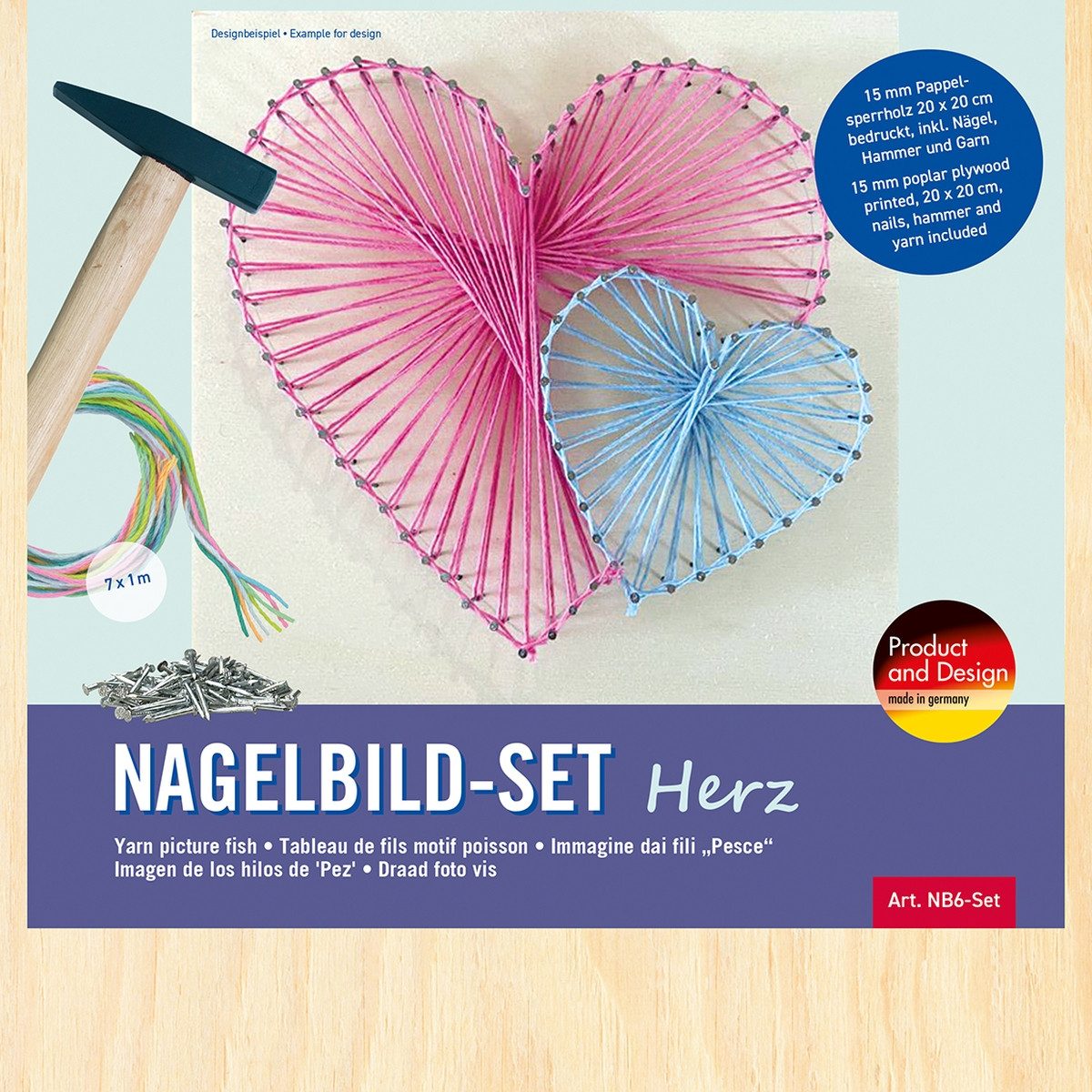 Pebaro Bild Pebaro Nagelbild Set Herz