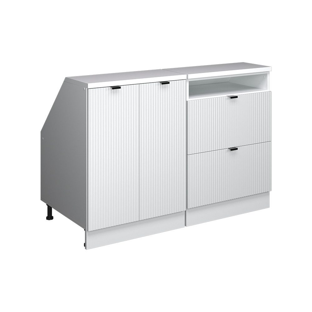 Vicco Unterschrank R-Line, Weiß Riffel/Weiß, 120 cm 2er Set Schrankkorpuss 60 cm Tiefe (2-St)