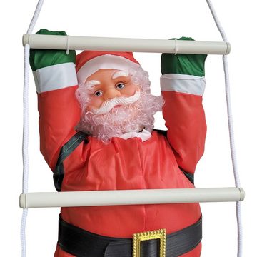 en.casa Weihnachtsfigur, Nikolaus auf Leiter 125cm Weihnachtsdekoration