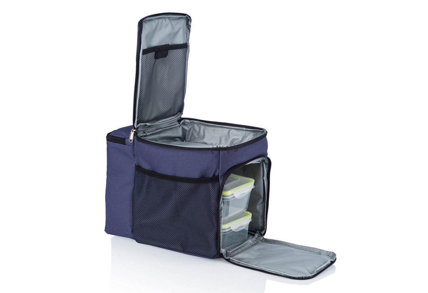 Dimono Frischhaltedose DIMONO Isoliert Kühlbox Tasche-Picknick Thermotasche mit 3 Lunchboxen, Stoff, (inkl. 3x Brotzeit-Dose), mit Kühlakku & Flaschenfach