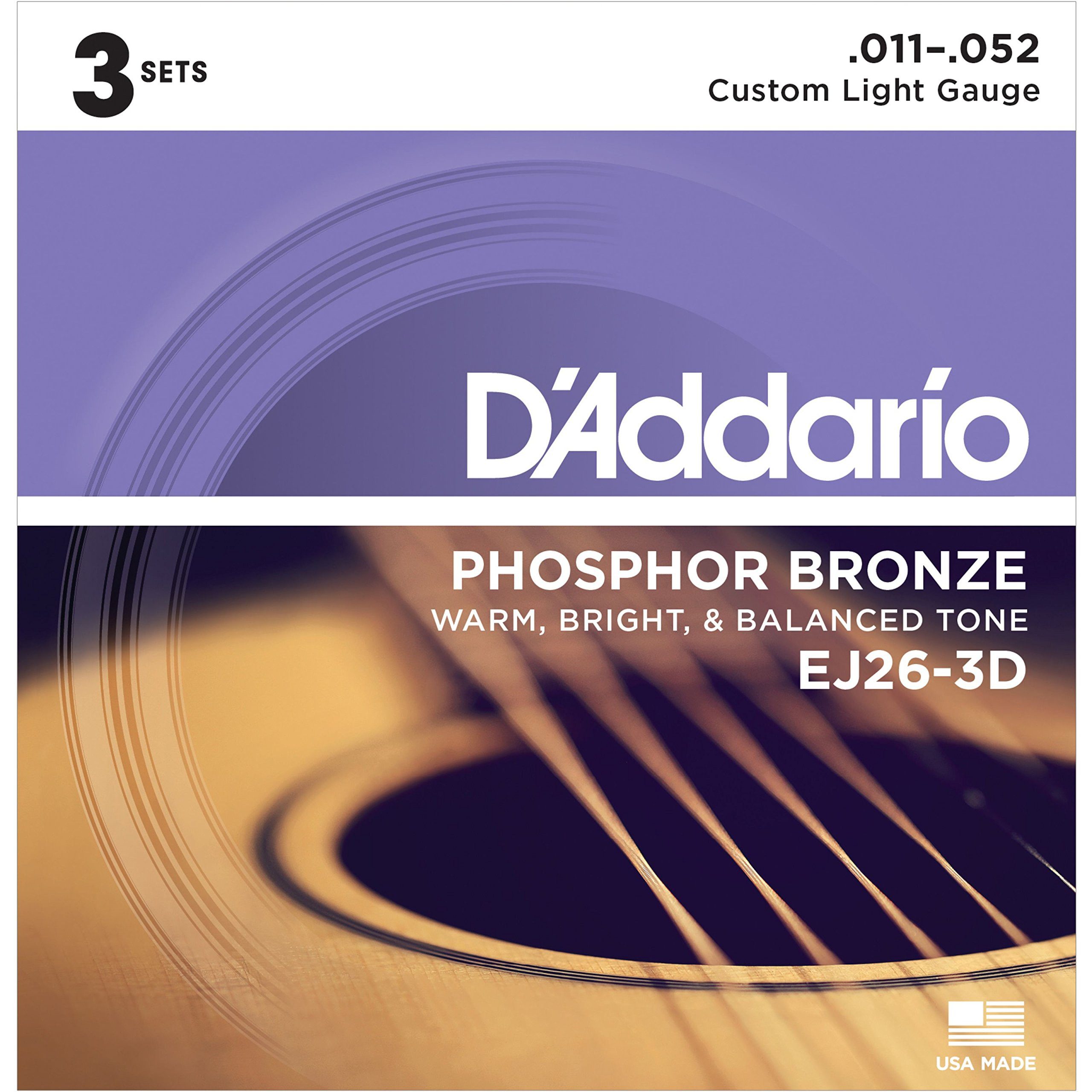 Daddario Saiten, (A-Git.Saiten EJ26-3D 11-52 Phosphor Bronze 3er Set), A-Git.Saiten EJ26-3D 11-52 Phosphor Bronze 3er Set -