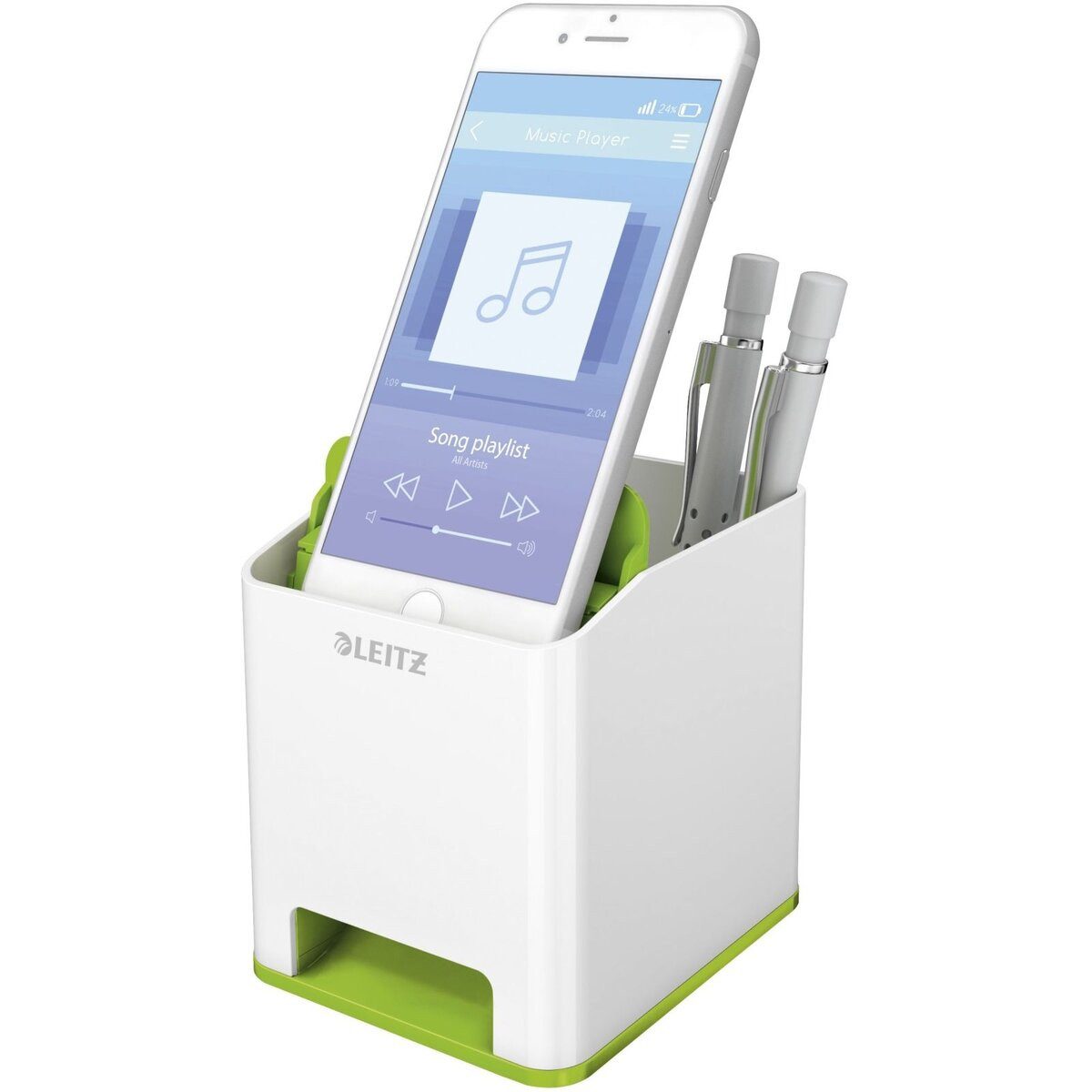 LEITZ Tischaufsatz Stifteköcher Wow Duo Colour Sound weiß/grün
