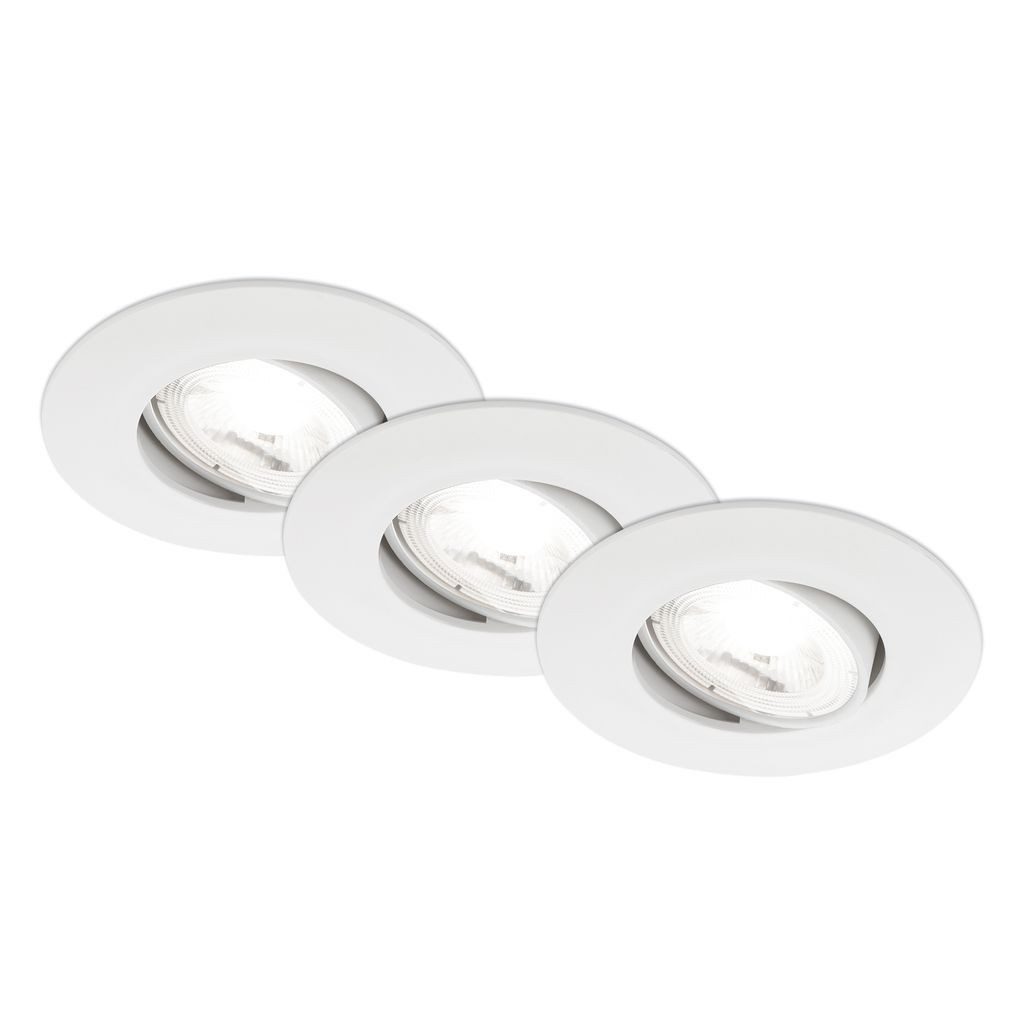 Briloner Leuchten LED Einbaustrahler 3x Deckenspots EEK A Effizient Schwenkbar BKL7989036, LED fest integriert, 2700K - Extra-Warmweiß, LED Einbauleuchten 90x24 mm Weiß je 2W, je 360lm Decke Küche Flur